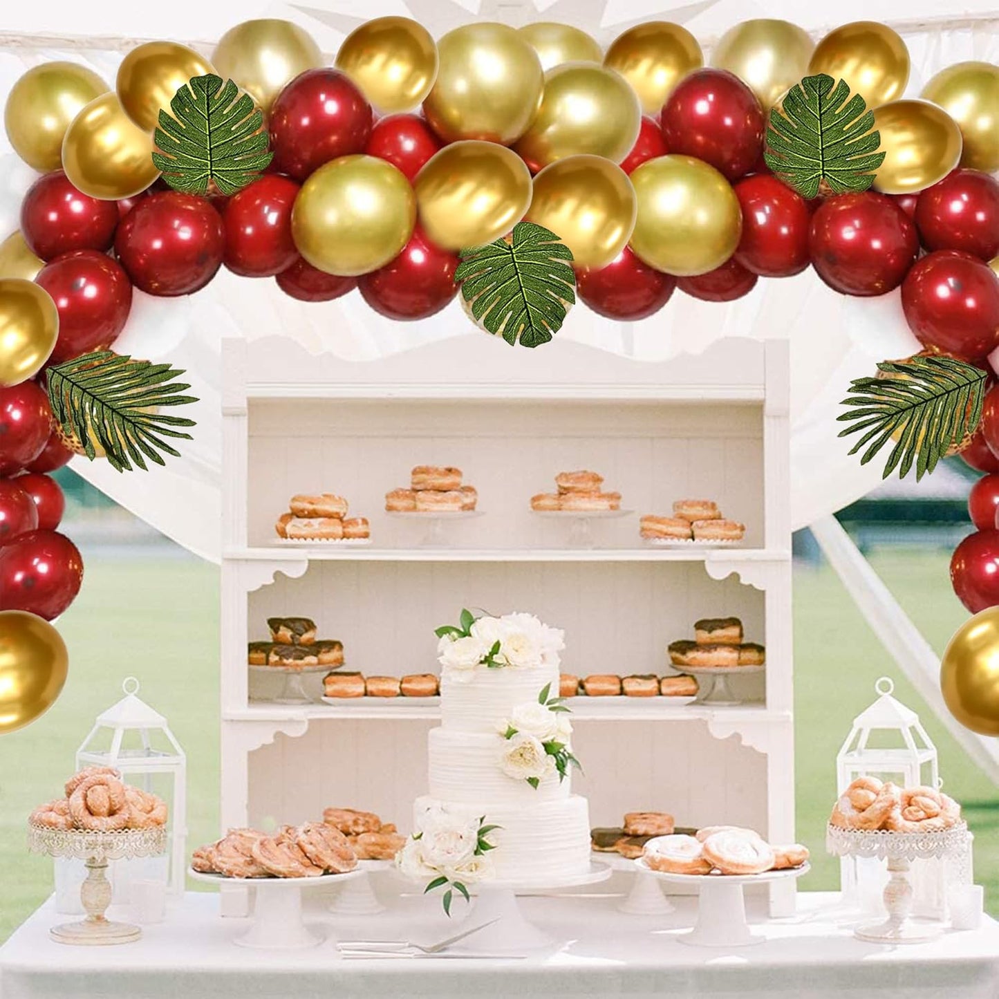 Skiennix Balloon Garland Kit - 115 Pcs Red & Metallic Gold Latex Balloons | 16 Ft Arch for Weddings & Parties
