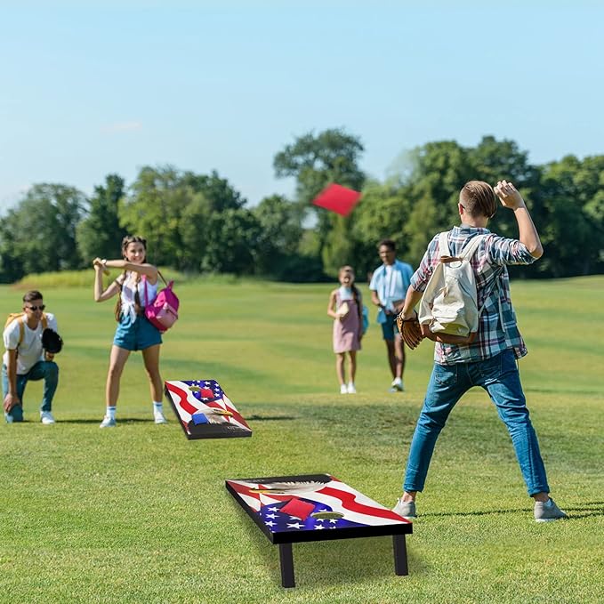 PetGirl Wood Cornhole Boards Set, Indoor & Outdoor Corn Hole Games for Adults Kids, Corn Hole Sets with Carry Case & 8 Bean Bags, Toss Game for Yard, Backyard, Beach