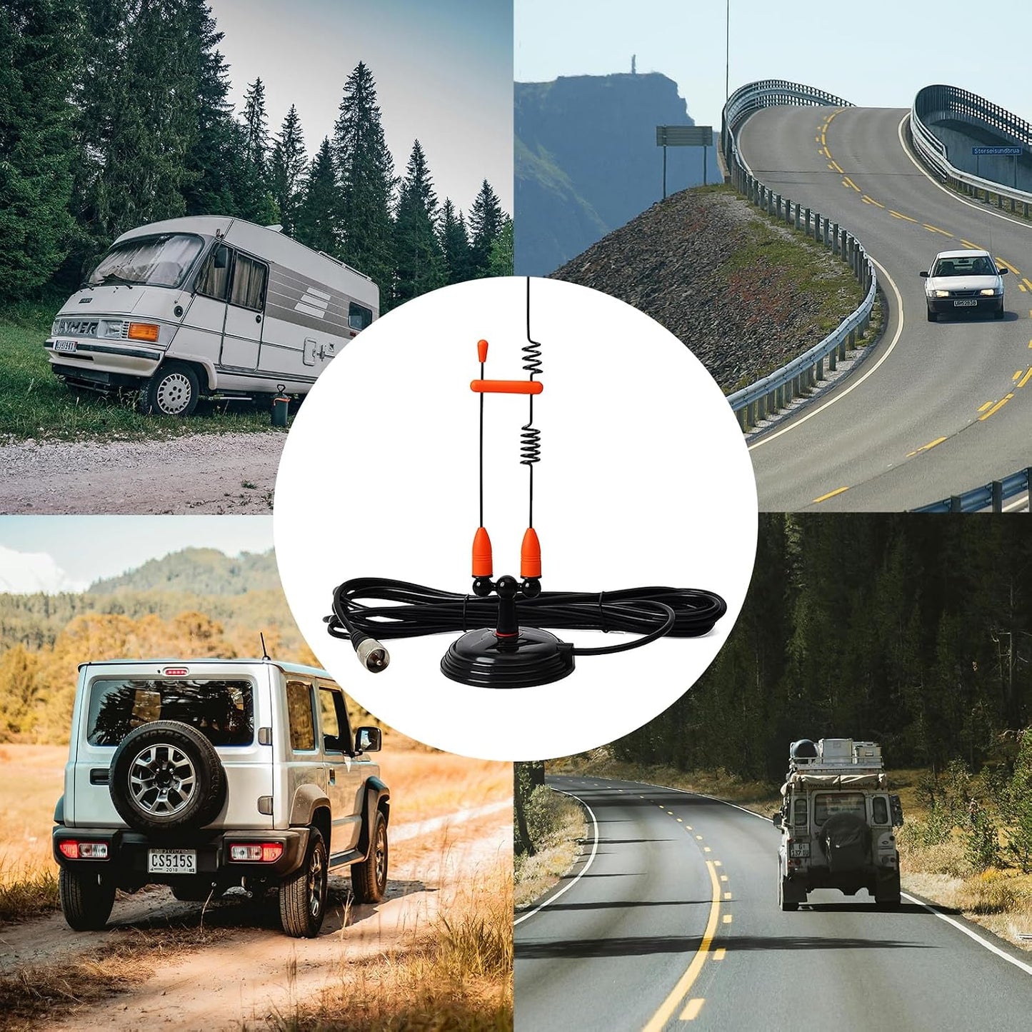 YNIBST 2m/70cm W/3.5-inch 13ft. RG-58 PL259 Dual Band Vehicle Car Mobile Antenna Magnetic Mount Connector, for BTECH