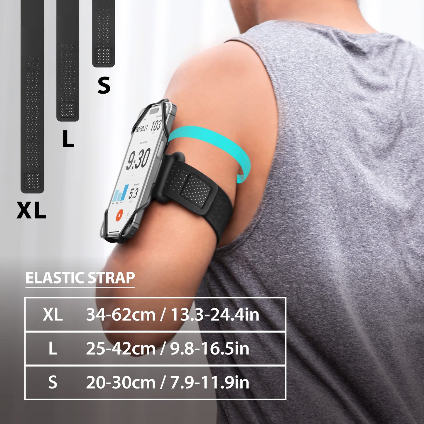Bone Run Tie Connect Kit 2, Running Cell Phone Holder, Detachable & 360° Rotatable Sport Armband, Skin-Friendly Silicone Workout Phone Carrier Compatible with Most Smartphones (Connection Kit)