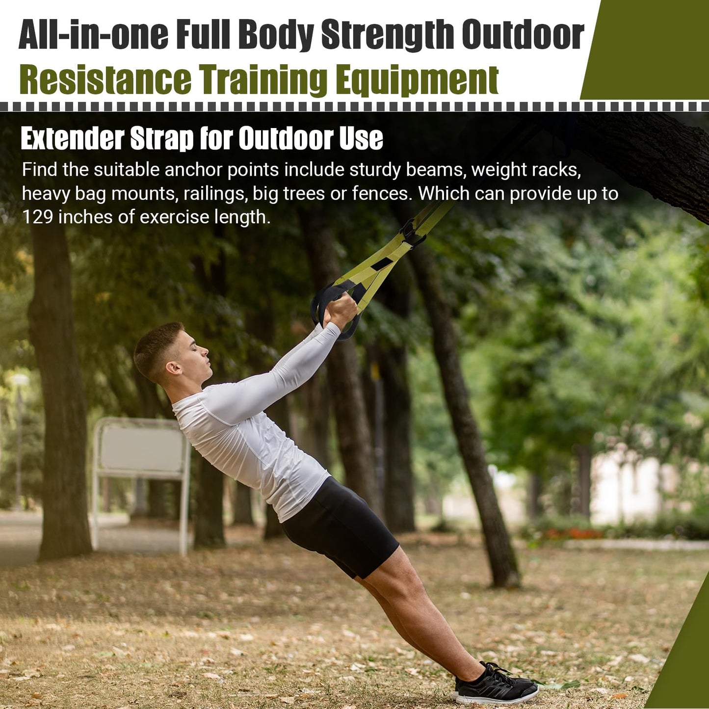 Home Resistance Training Kit, Resistance Trainer Exercise Straps with Handles, Door Anchor and Carrying Bag for Home Gym, Bodyweight Resistance Workout Straps for Indoor & Outdoor (Green)