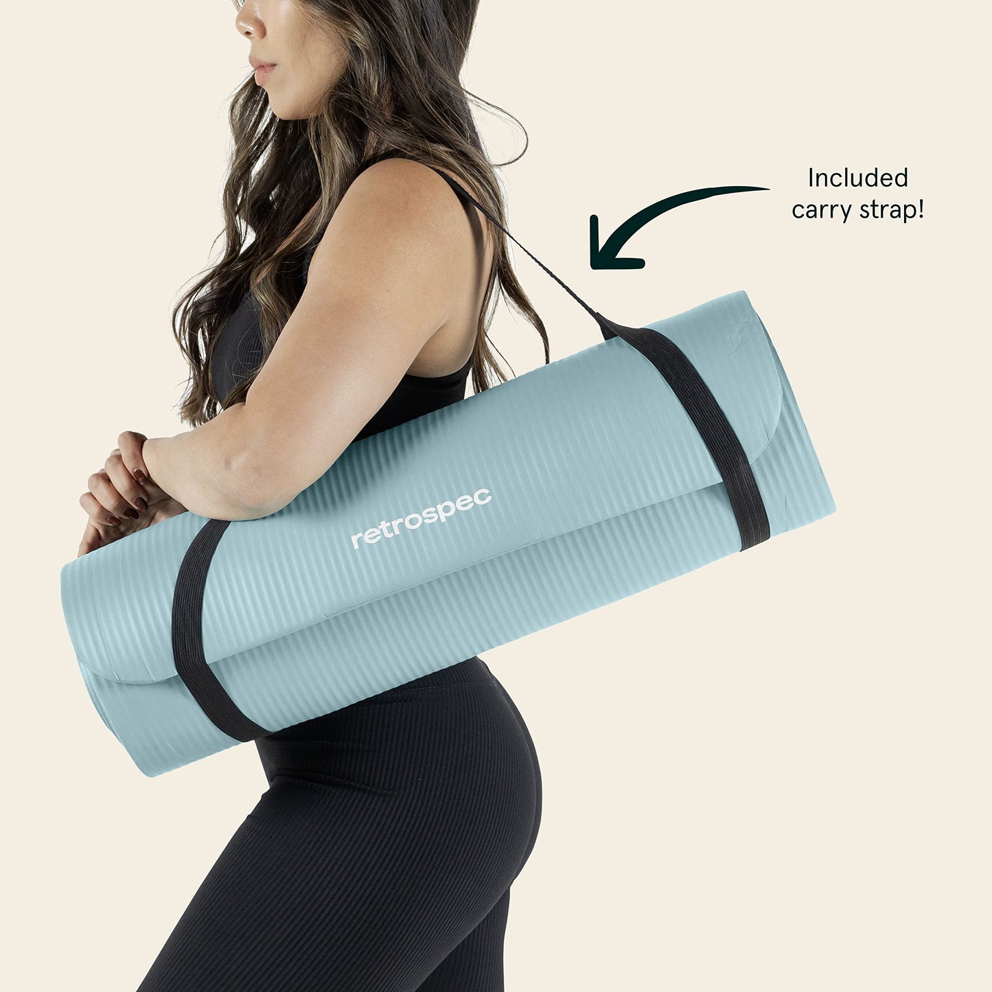 Retrospec Solana Yoga Mat 1/2" Thick w/Nylon Strap for Men & Women - Non Slip Excercise Mat for Yoga, Pilates, Stretching, Floor & Fitness Workouts