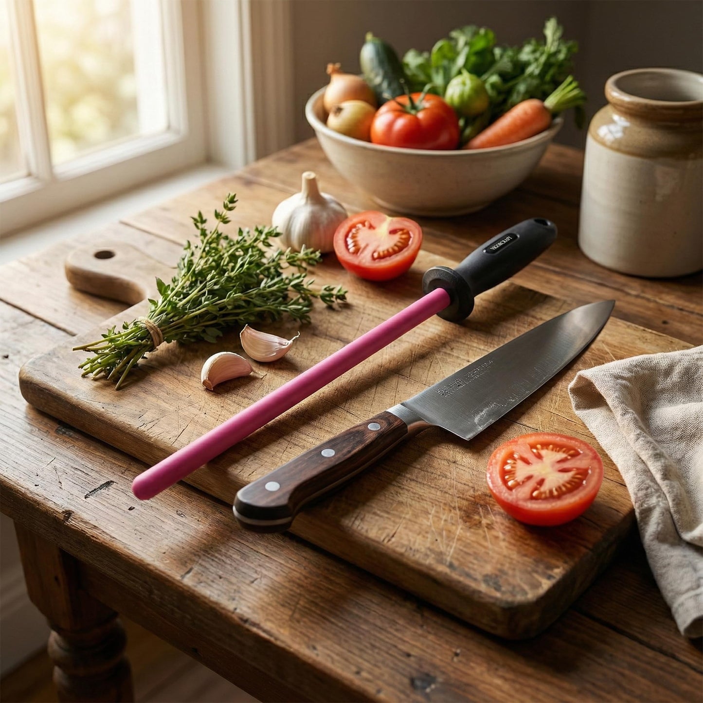 VIGORCRAFT Ruby Sharpener Rod: Durable Knife Sharpener, Harder Than Steel Honing Rod, Japan Product