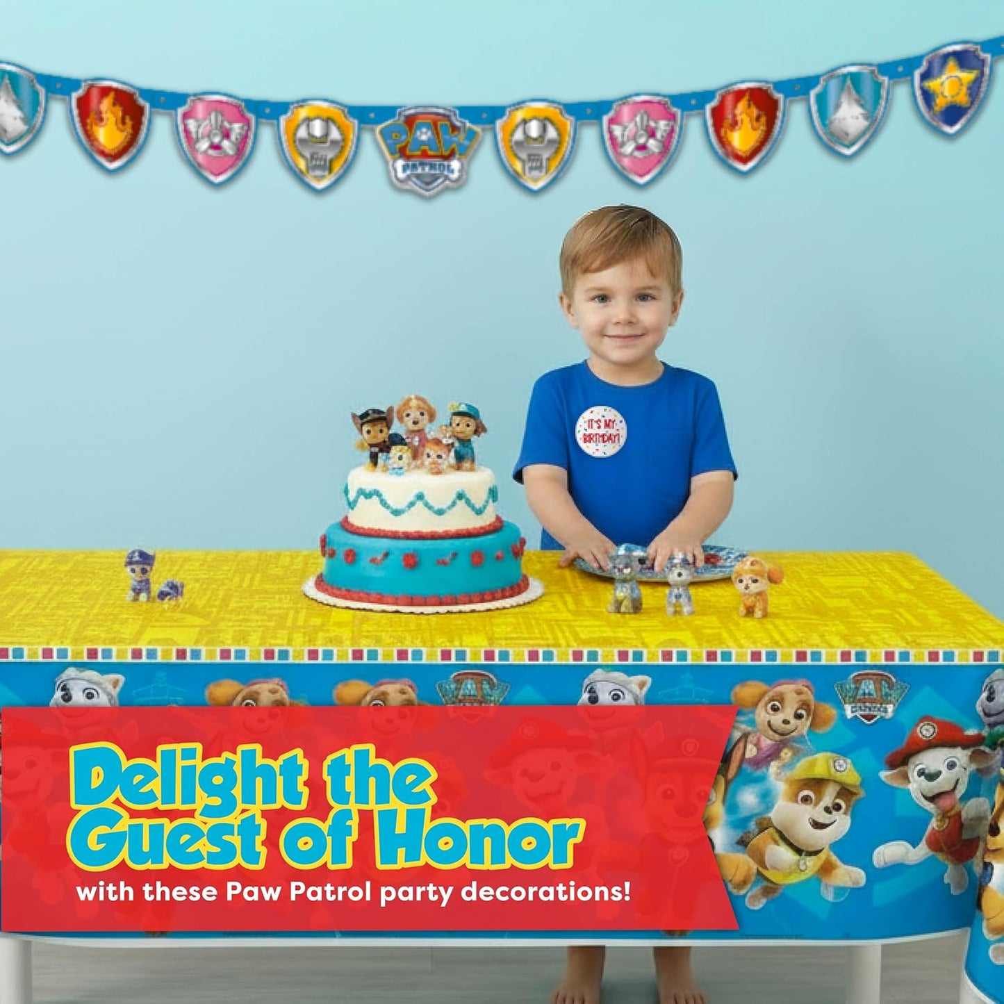 Paw Patrol Tablecloth & Birthday Banner - Officially Licensed Party Decorations | Fun & Festive Design