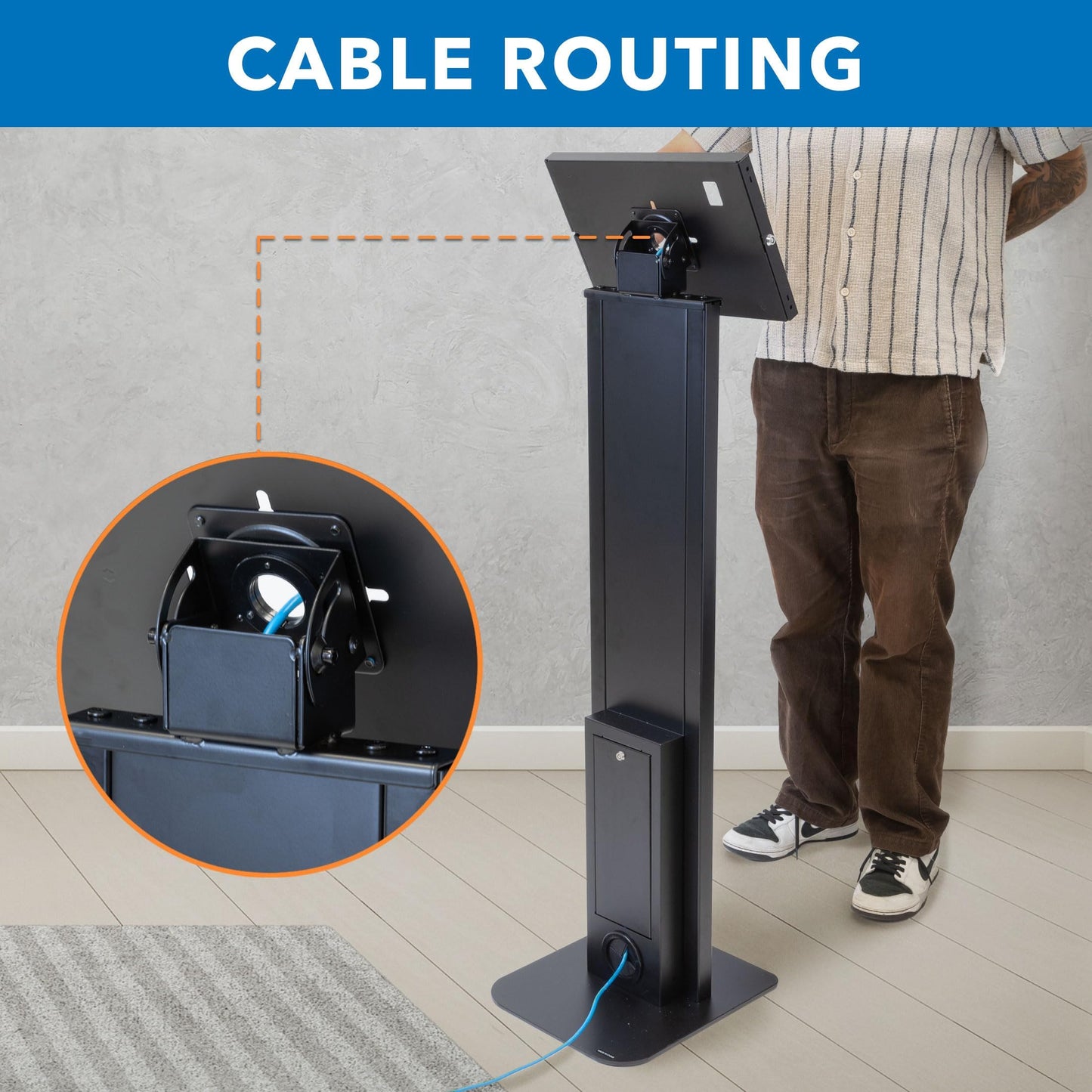 Mount-It! Anti-Theft iPad Floor Stand Kiosk, Locking Tablet Floor Stand for iPad Gen 7–11 & A16, Air & Pro (10.2"–11"), Commercial Kiosk for Retail, Lobby & Trade Show, Black