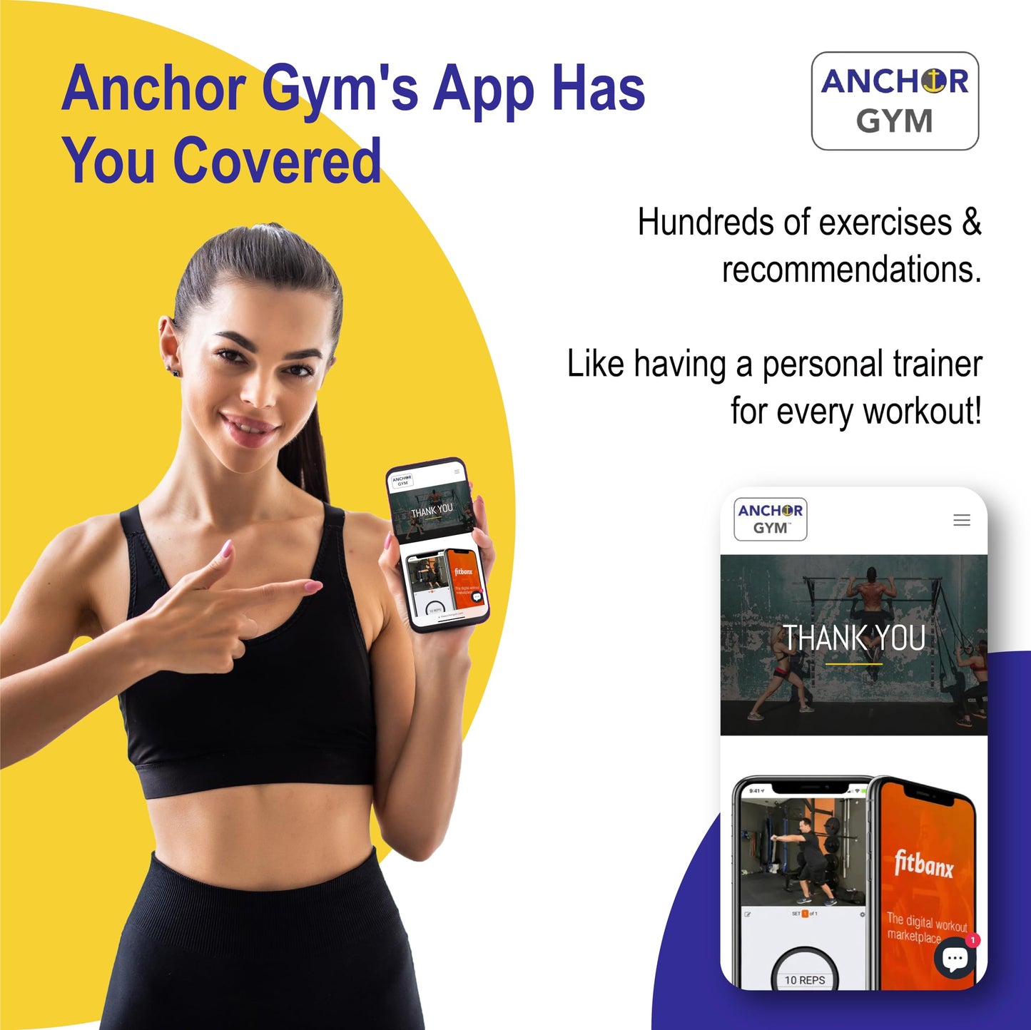 Anchor Gym Body Weight Resistance Straps - Adjustable Body Weight Training Straps, Stretching & Full-Body Training - Exercise Straps with Handles for Home Gym Workouts