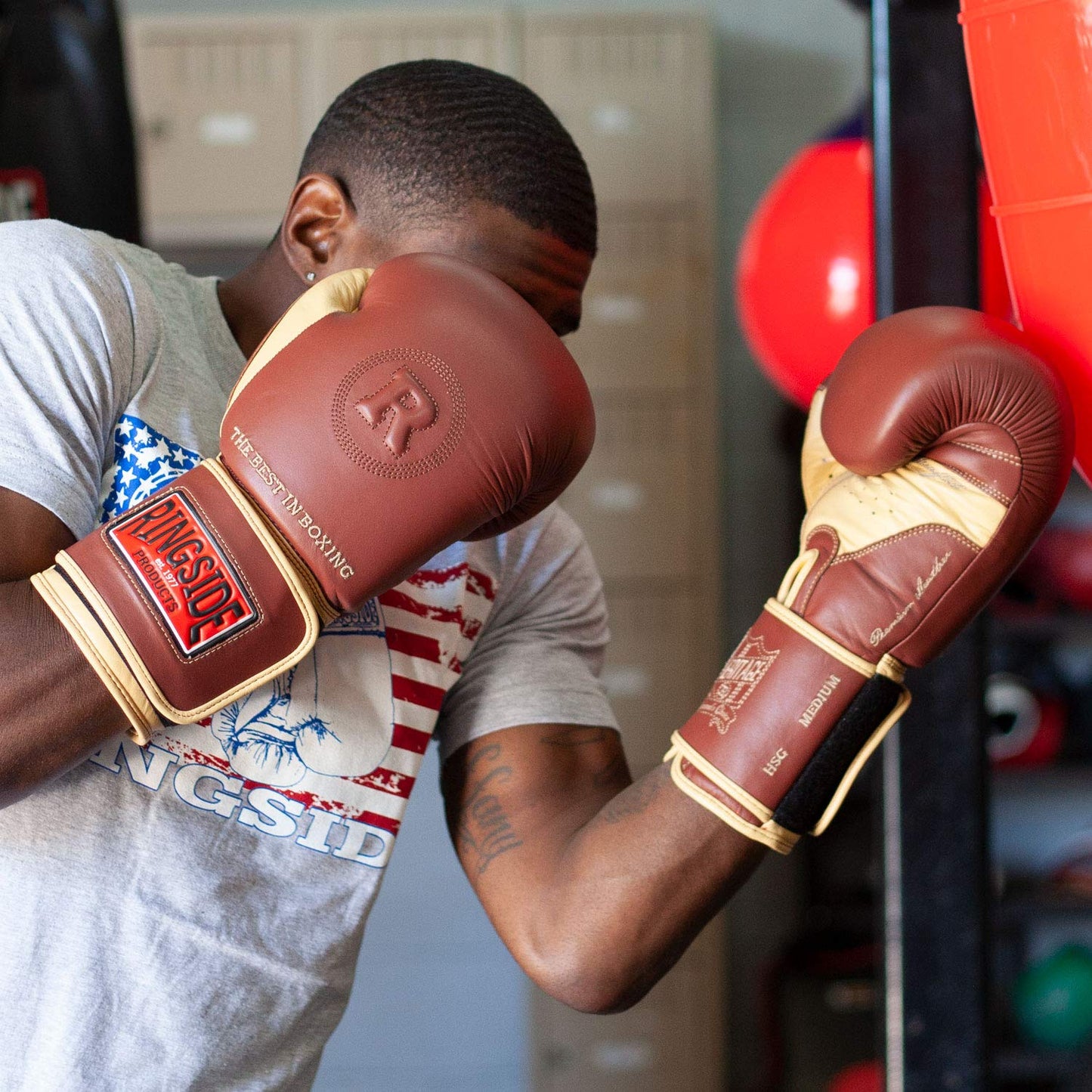 Ringside Heritage Genuine Leather Boxing Training Sparring Gloves Tan, 16-Ounce