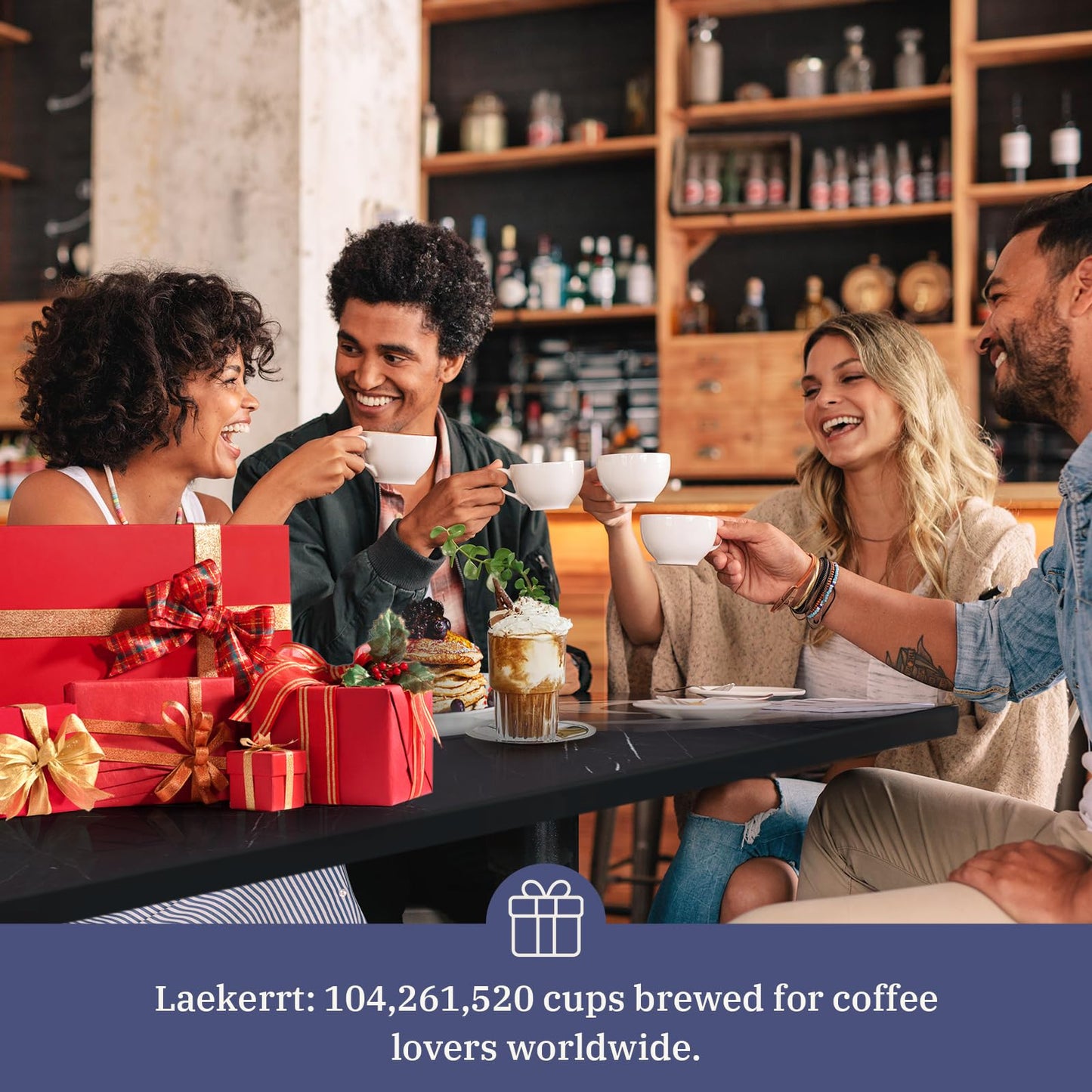 Laekerrt 20 Bar Espresso Maker CMEP01 with Milk Frother Steamer, Home Expresso Coffee Machine for Cappuccino and Latte (Navy Blue, Stainless Steel) Gift for Coffee Lovers, Father