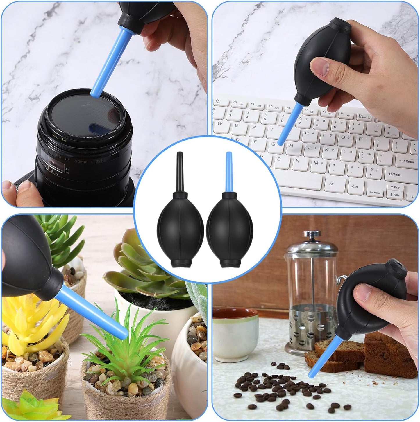 Larrel 2 Bulb Air Blower Pump Cleaning Tools with Soft Brush, Pcs Manual Air Blower Cleaner Cleaning Accessories