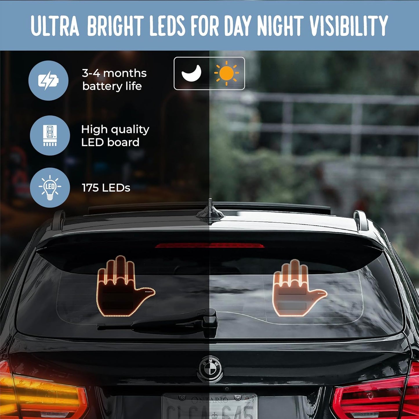 3 Communicate WaveOn Pro Gestures LED Display Fun Finger Car Light with Remote | with Other Drivers | Glogesture LED