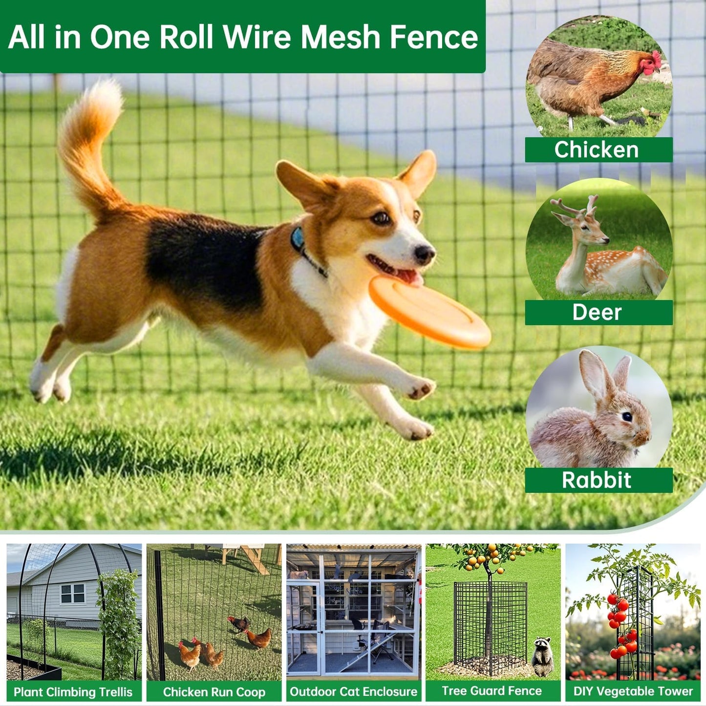 Amagabeli Black Hardware Cloth 1 x 1 inch 36inch x 50ft Heavy Duty PVC Vinyl Coated Wire Mesh Roll Weld Wire Fence Chicken Wire 12 Gauge Garden Fence Chicken Coop Fencing Gopher Rabbit Tree Guard