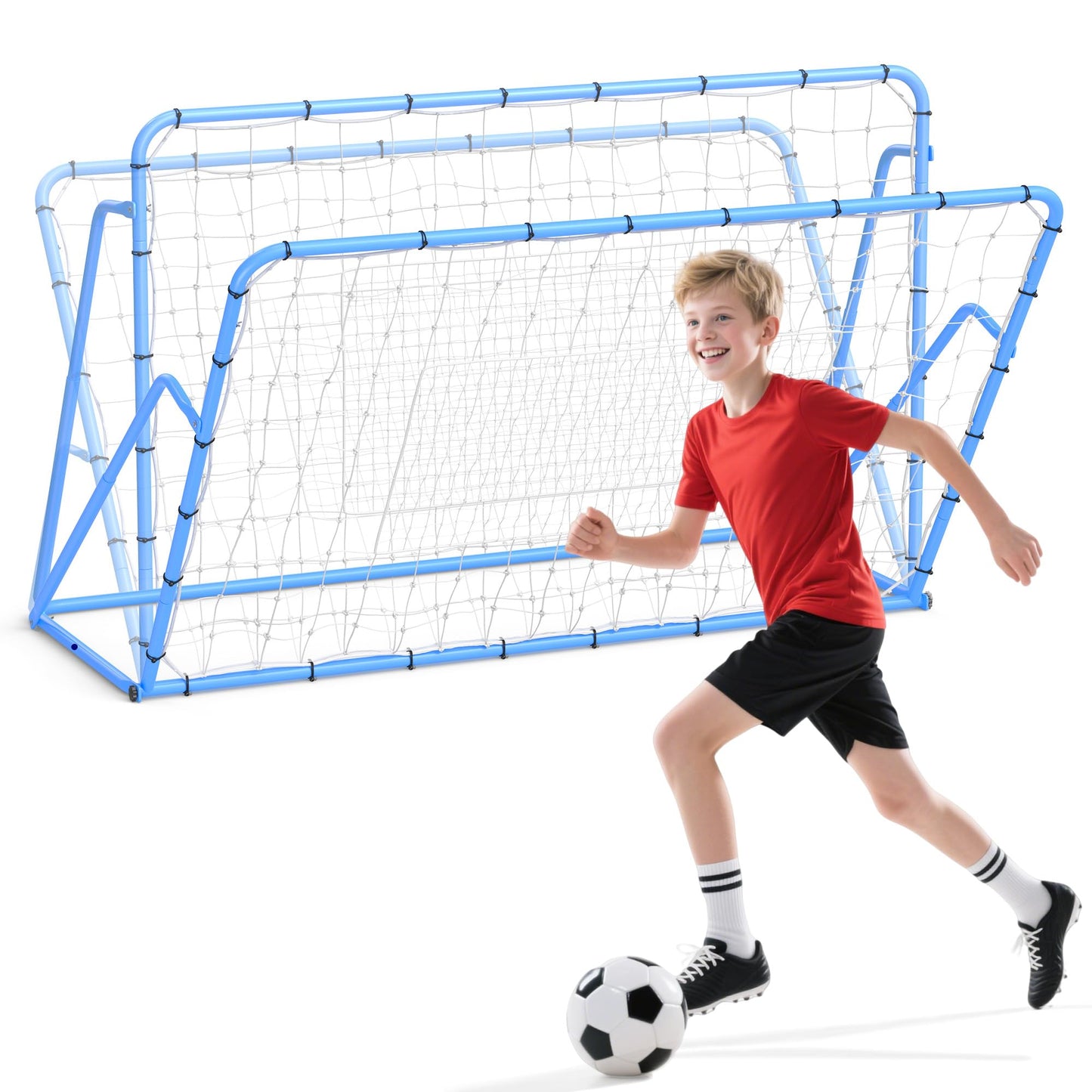 GarveeLife 6X4 Ft Adjustable Soccer Rebounder Net, Heavy Duty Soccer Rebound Net with Iron Frame, Rust Resistant, Football Training Equipment for Backyard/Field, Easy Assembly