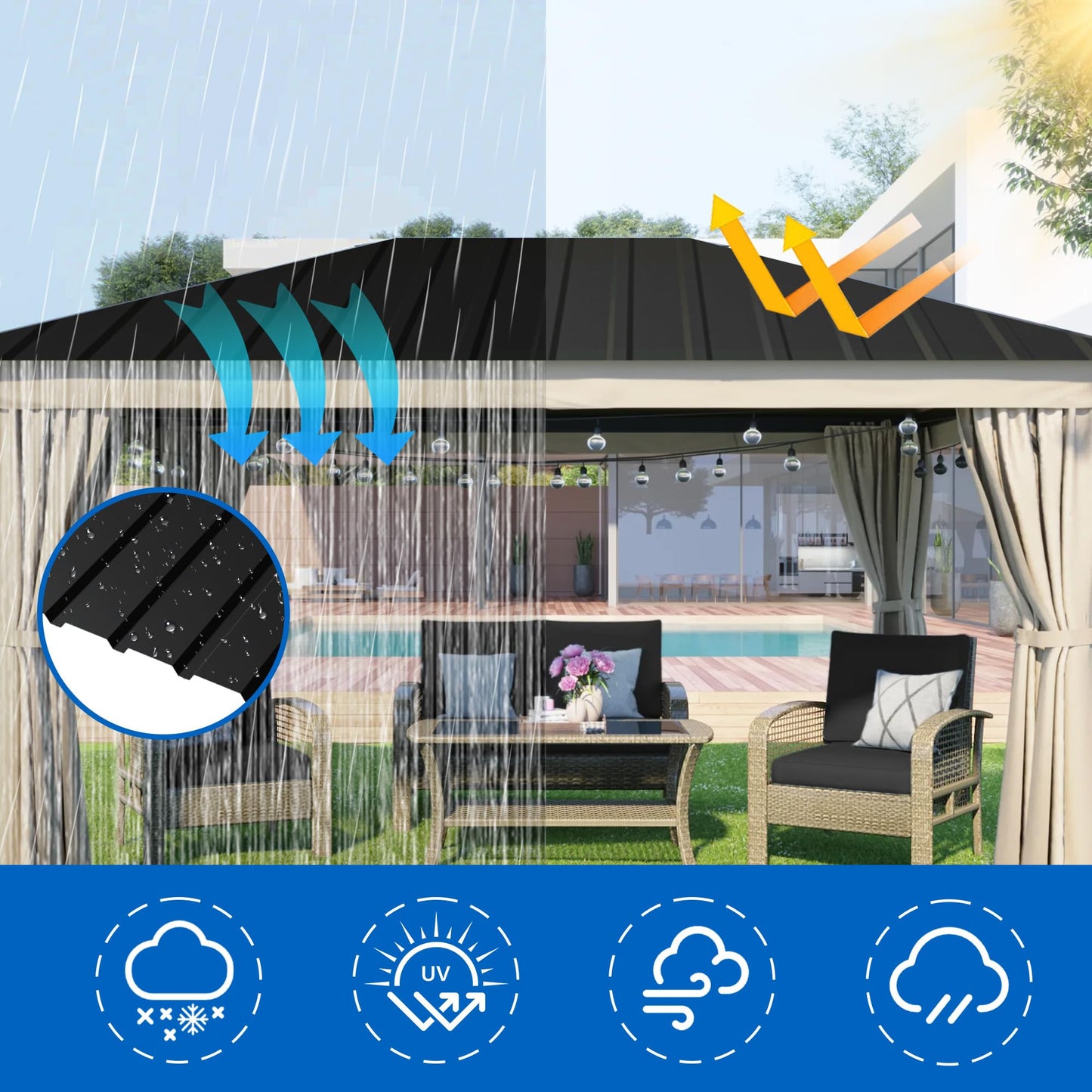 Metal Roof Panels,L42.5×W18 in20 pcs, Galvanized Steel Roofing Sheets, Anti-Rust & UV-Resistant, Lightweight Yet Sturdy, Perfect for Barns, Garages, Patios & Industrial Use
