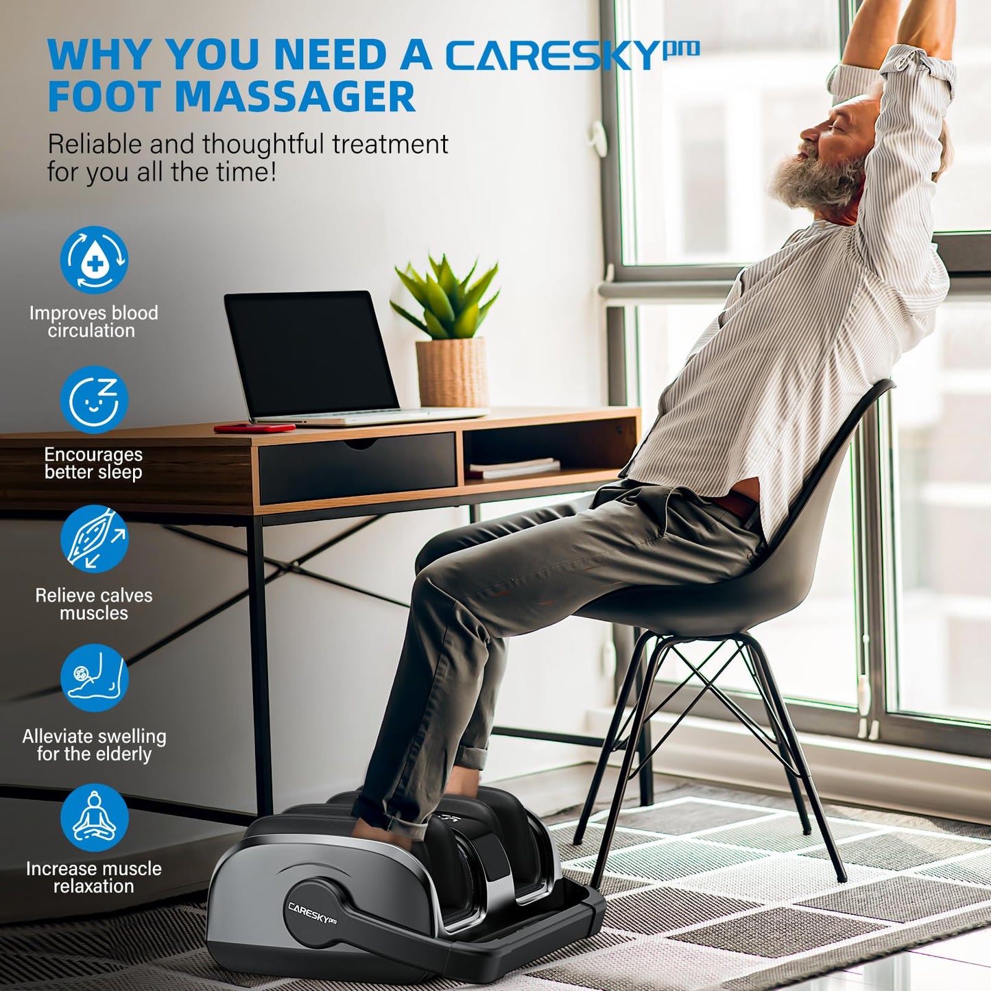 CARESKYpro HSA Eligible FSA Shiatsu Foot Massager with Heat for Neuropathy and Pain Relief, 3 Heat Therapy, 5 Intensity Deep Kneading, Rolling for Calf-Feet-Arm Relaxation, Plantar Fasciitis