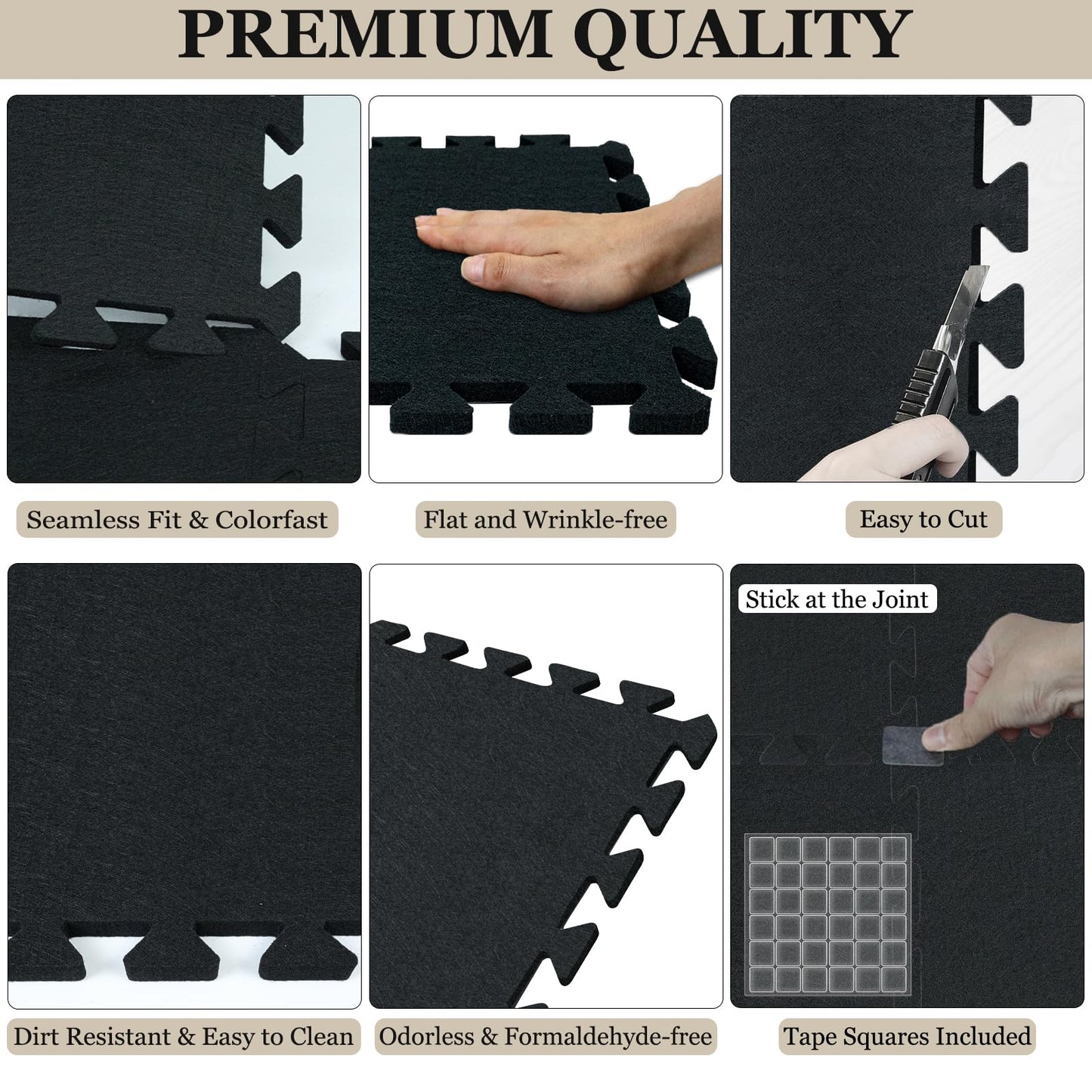 BXI Puzzle Exercise Mat 24 Pcs, 11 x 11 x 0.32 inches, High Density Noise Reduction Puzzle Felt Rug Mat, Non Slip Interlocking Floor Tiles for Workout, Gymnastics and Home Gym Protective Flooring
