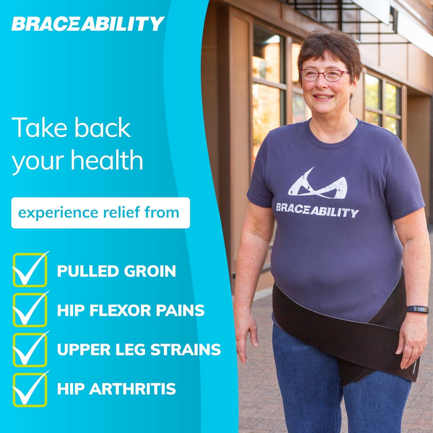 BraceAbility Hip Support Groin Brace - Hamstring Compression Wrap for Sciatica Pain Relief, Labral Tear, Thigh, Groin Pull - Sciatica Hip Brace for Men or Women (One Size)