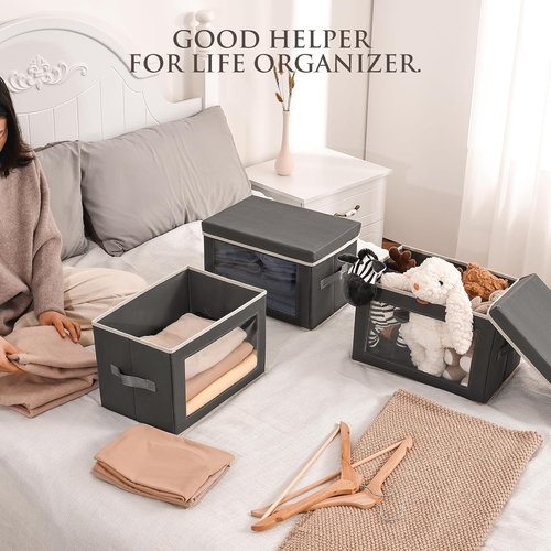 Homsorout Storage Bins - Large Fabric Boxes with Lids | 3/6 Pack Cube Organizers for Shelves