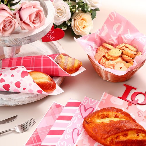 Harloon 960 Pcs Mother's Day Wax Paper Sheets Sandwich 12 x 12 Inch Pink Parchment Paper for Valentine's Day Best Mom Wedding Birthday Party Baking Wrapping Tissue Food Basket Liner