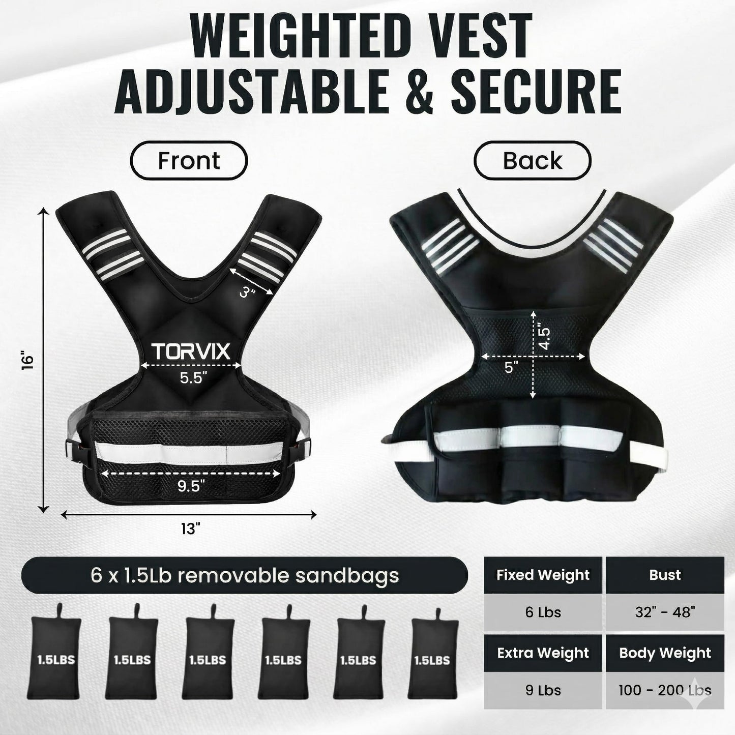 Adjustable Weighted Vest for Women and Men 6-15 lbs - Weight Vest for Walking, Weights for Workout Exercise Fitness Gym - Running Walking Training Vest with Reflective Strips & Pocket