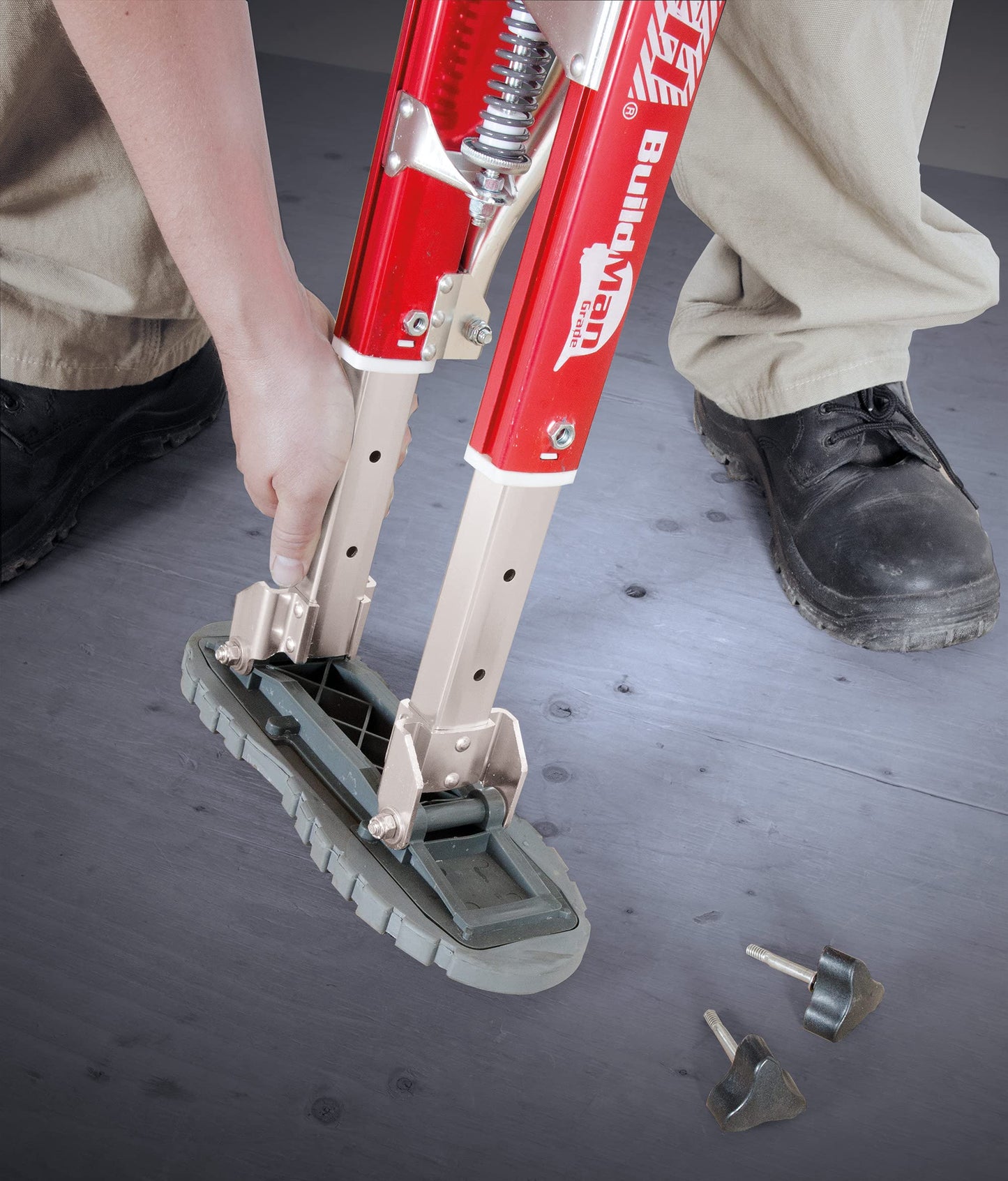 Metaltech I-BMDS1830 BuildMan Grade 18-in. to 30-in. Drywall Stilts 2-Pack, Anodized Aluminum Stilts for Adults, Drywall Tools for Home Improvement, Paint Stilts with Anti-Fatigue Comfort Straps