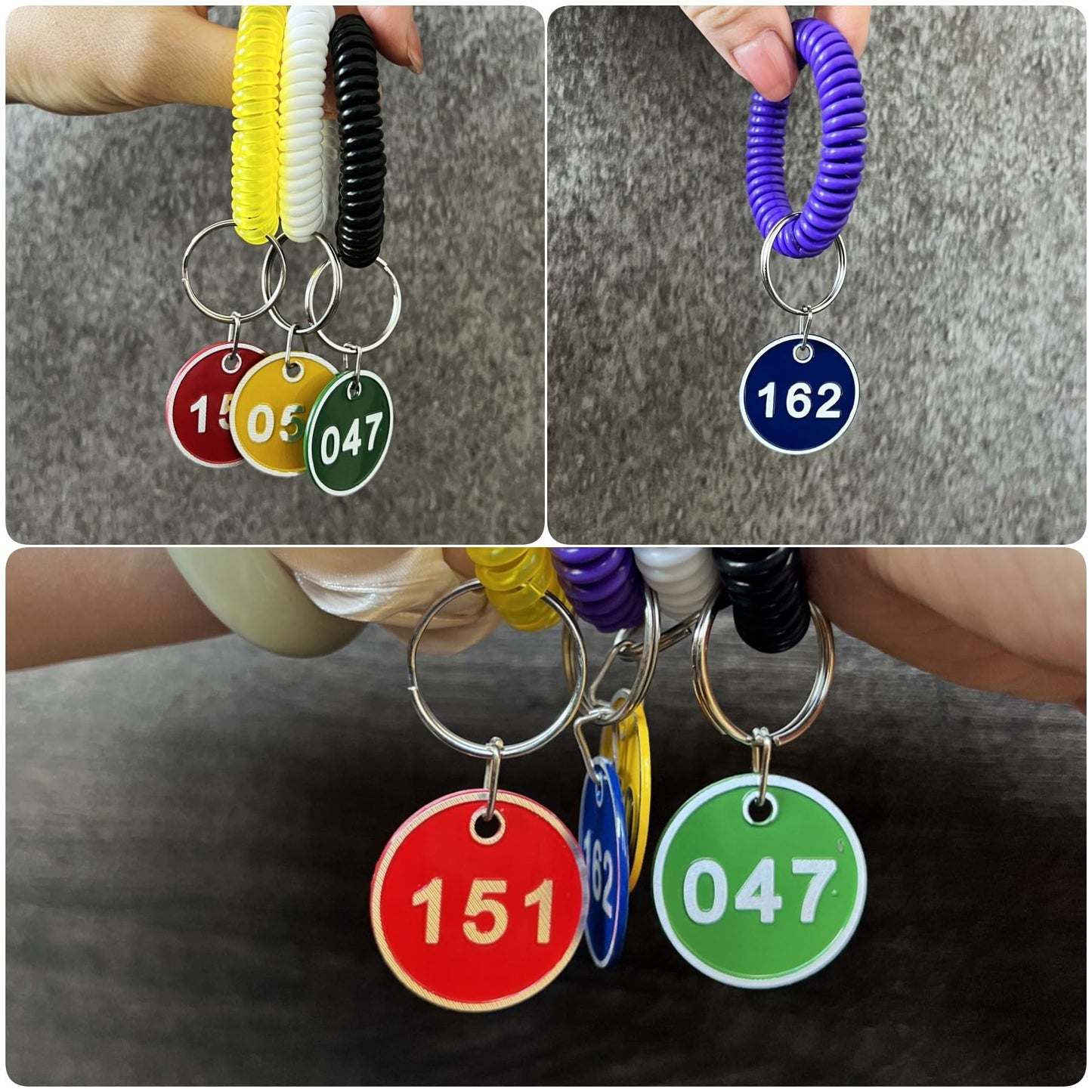 NumRealm Aluminum Alloy Metal Number Key Tag Set - Numbered ID Tags Key Chain with Rings - Blue 1 to 200