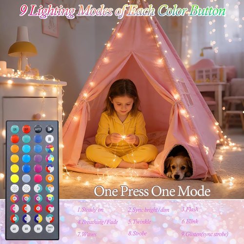 Lovelite Fairy Lights - 40FT 120LED Color Changing String Lights | Battery & USB Operated, Waterproof for Indoor/Outdoor Use