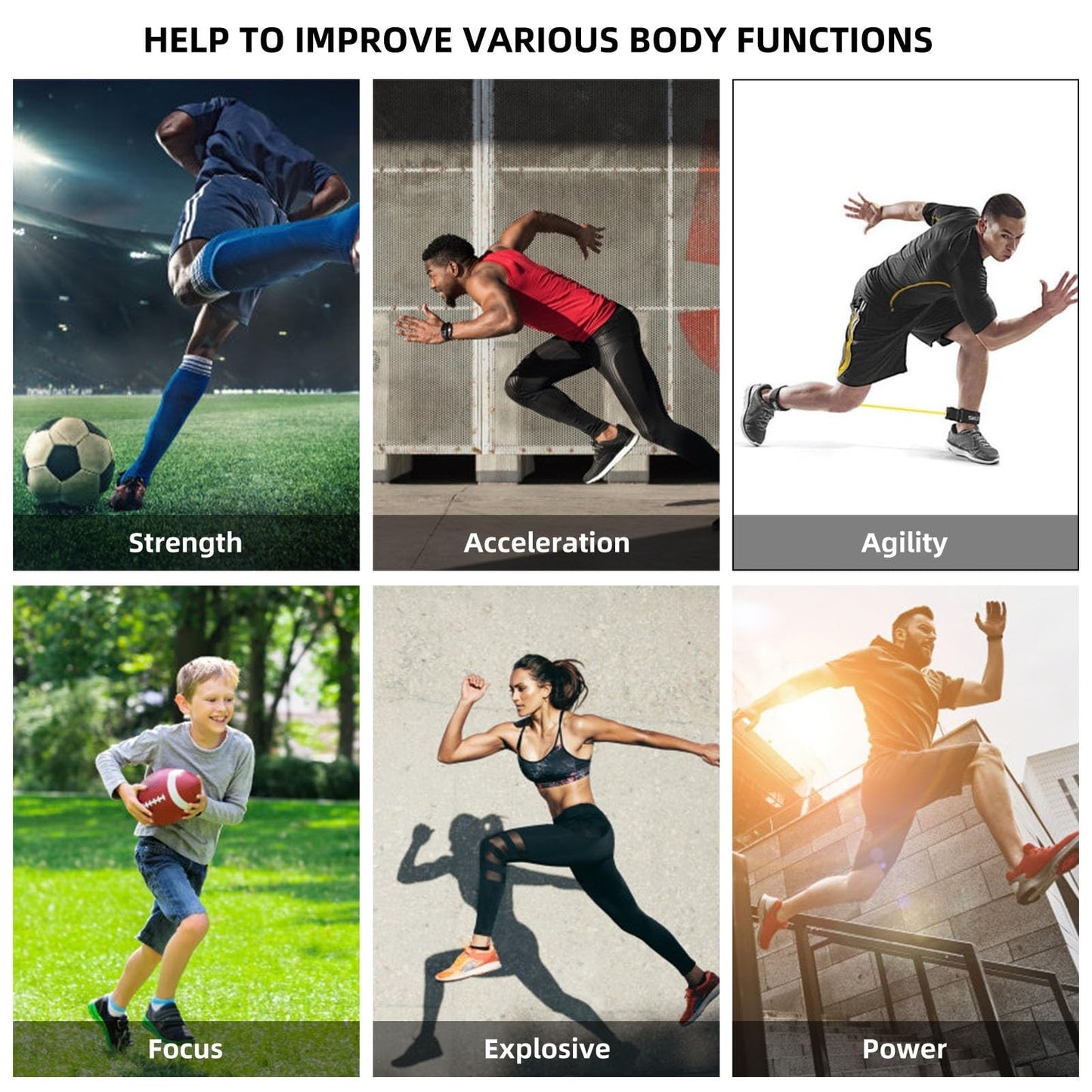 OYINDIZ Speed Training Equipment, Resistance Band 80lb Multi-Sport Exercise Set with Handles Help to Improve Focus Explosive Agility Power Suit for Vertical Jumping Baseball Running Football