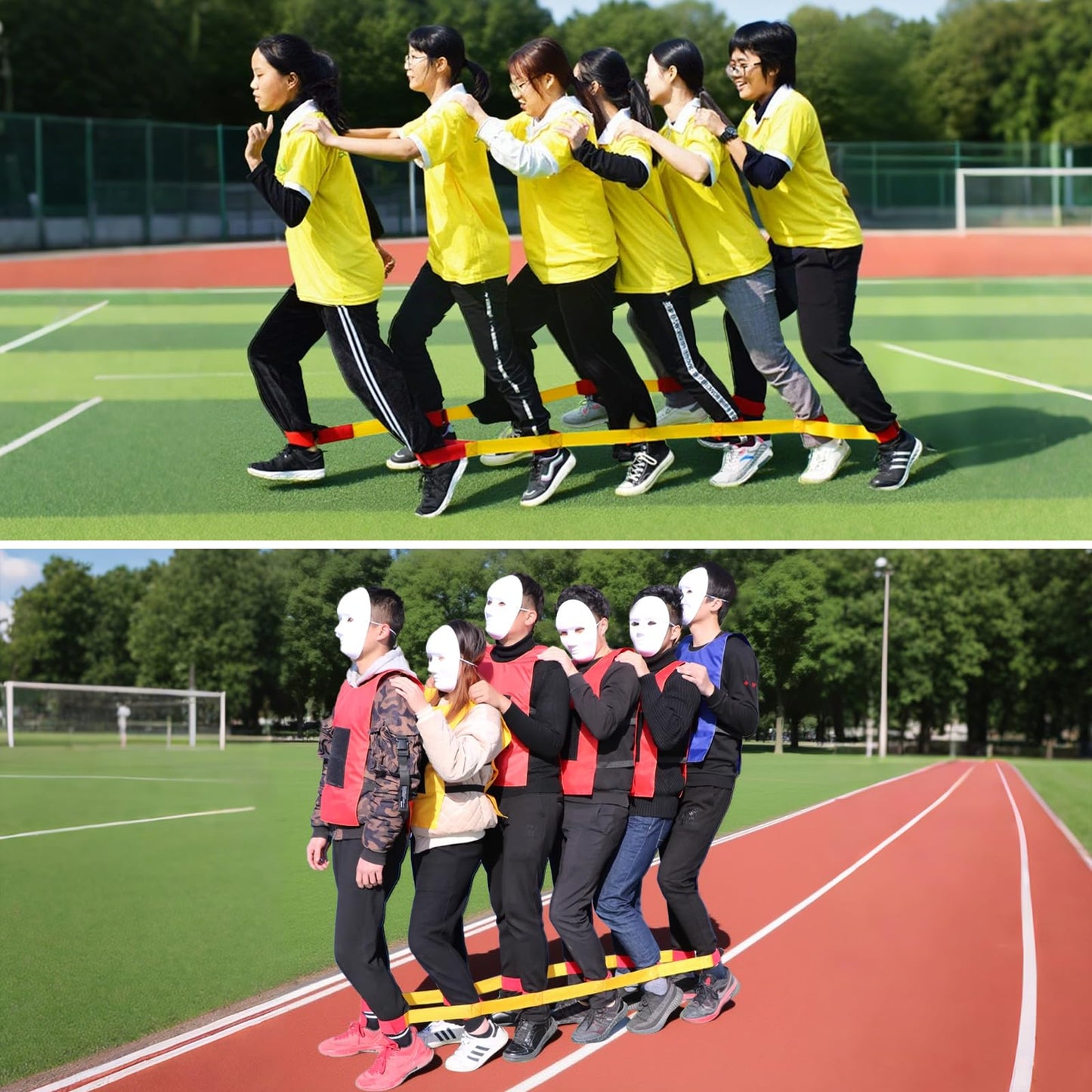 Sonyabecca Cooperative Band Walker 6-Legged Race Band Set Game Teamwork Training for Children Adult