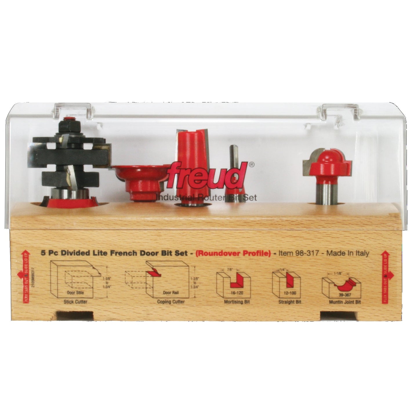 Freud 98-317: 5 Piece French Door Bit Set, roundover profile