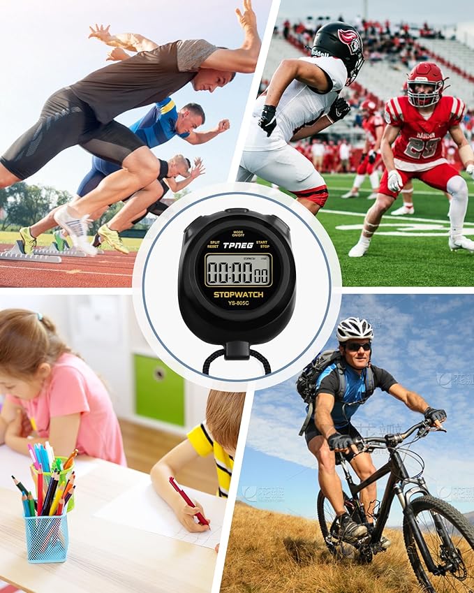 Simple Stopwatch Timer - Easy to Use, Set Up, Read, and Carry - Large Display - On/Off, AAA Battery - Ideal for Coaches, Track and Field, Soccer Referees, Sports, Classroom