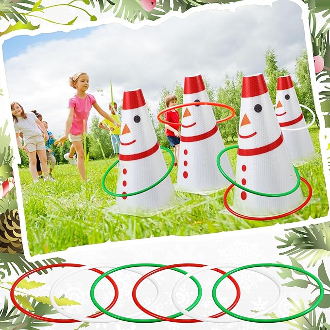 Leitee 6 Sets Candy Corn Ring Toss Game Plastic Cones Ring Toss Combo Set Mini Traffic Cones Toss Game for Sports Training Garden Backyard Outdoor Activities
