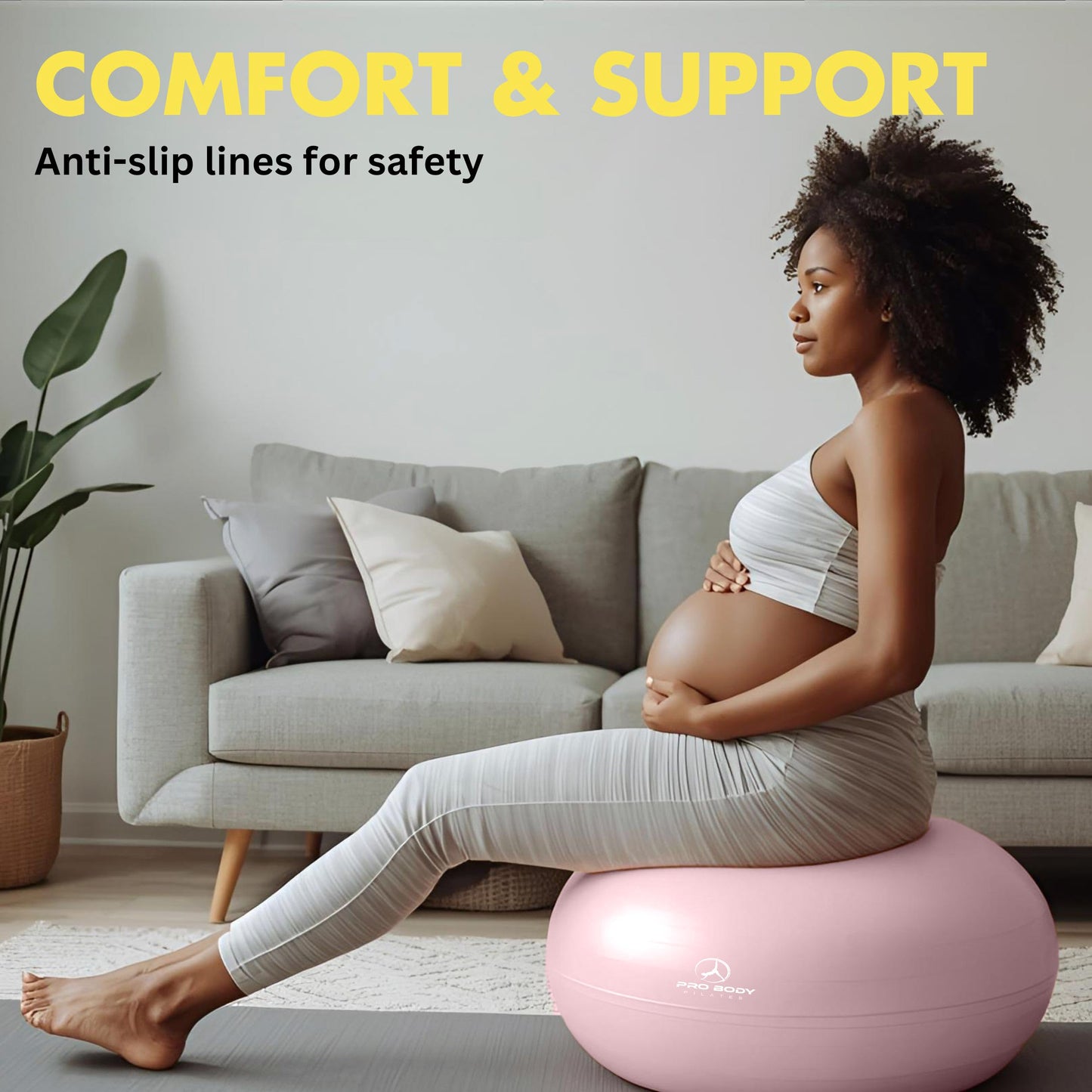 ProBody Pilates Pregnancy Ball - Yoga Ball for Pregnancy with Book, Prenatal, Labor & Postnatal Maternity Exercise (Aqua, 55 cm)