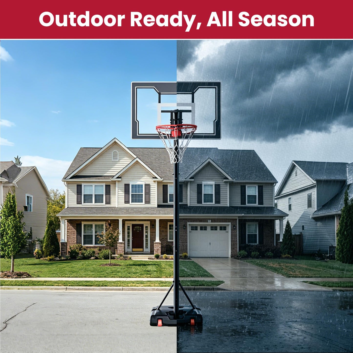 Feelwin Basketball Hoop for Kids Youth Adults, Portable Adjustable Height Basketball Goal with Wheels for Driveway Backyard Outdoor Play