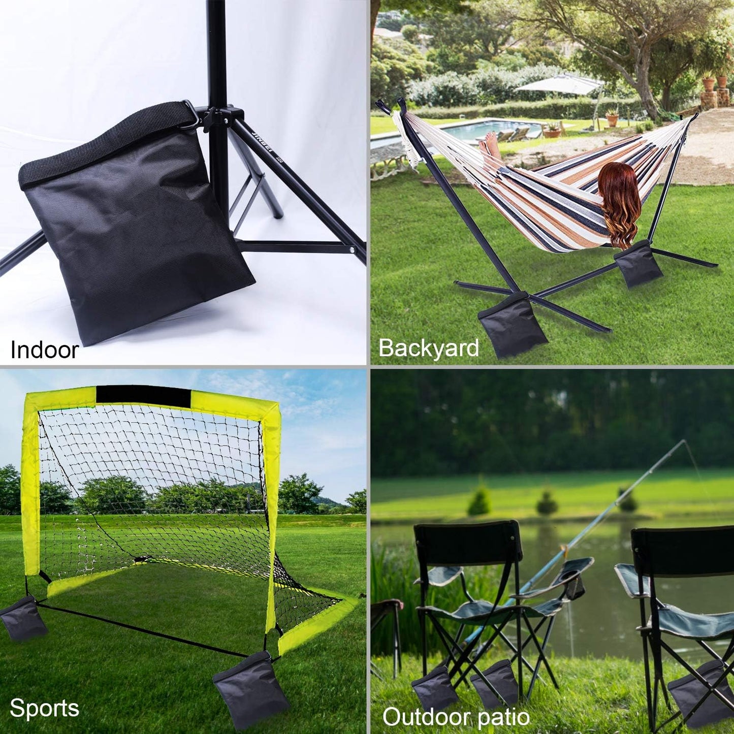 4 Packs ABCCANOPY Photography Sandbag for Video Stand, Heavy Duty Weight Bags for Light Tripod, Camping Chair, (Black)