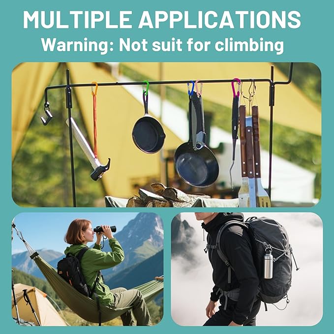 Multi-Pack Aluminum Carabiner Clips, 2" Ultra-Light Spring & Locking for Key,Hiking, Outdoor Activities