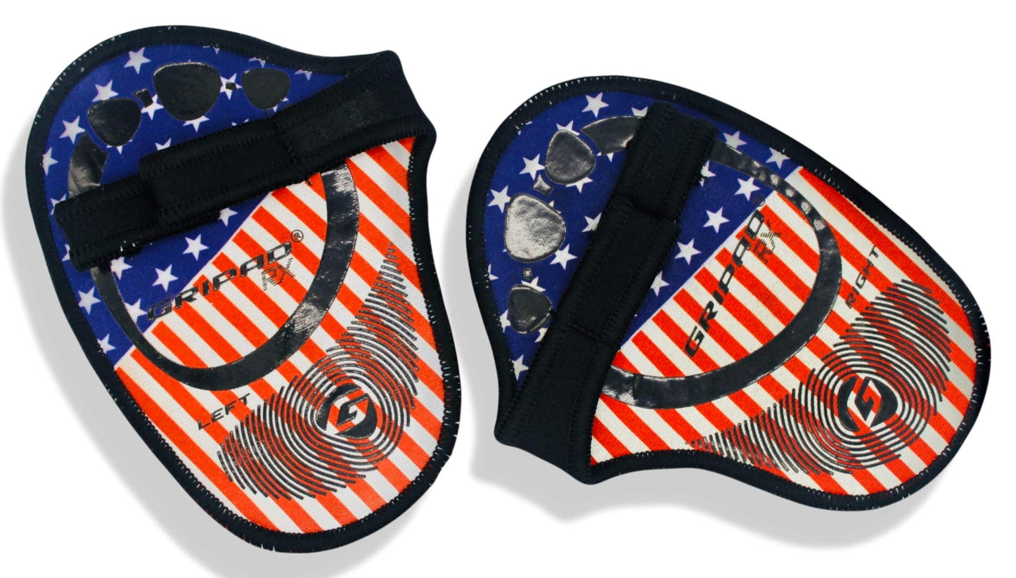 Gripad RX Lifting Grips | The Most Durable Grip Pads Yet | The Alternative to Weight Lifting Gloves, Gym Workouts, WOD, Weightlifting | Neoprene Hand Grips | Flexible Rubber Palm (American Flag)