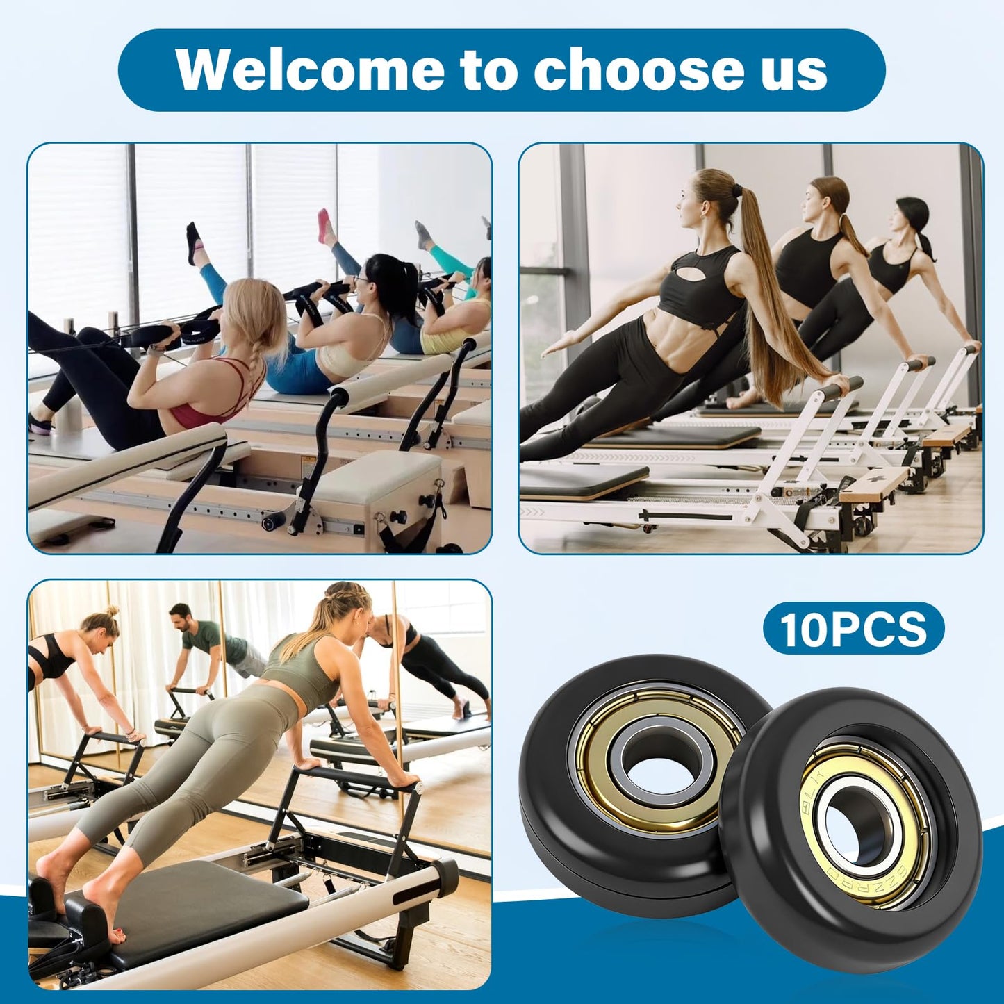 10 Pcs Replacement Roller Wheels for Aero Pilates Reformer Machines – Smooth, Quiet Glide, 32mm POM Wheels for Silent and Effortless Movement