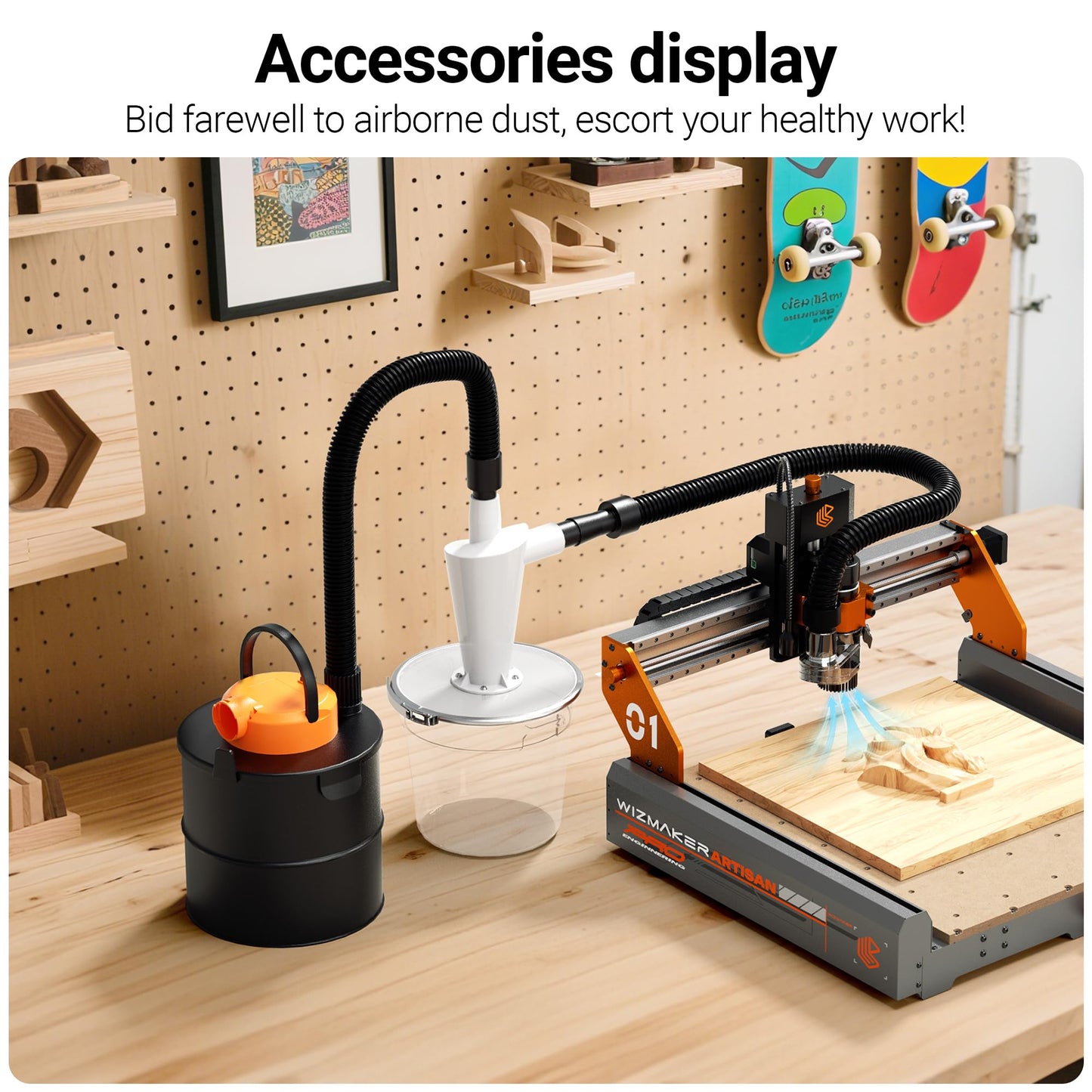 Artisan 01 300W Desktop CNC Machine,500W Spindle with Vacuum Cleaner, Engraver 95% Pre-Assembled