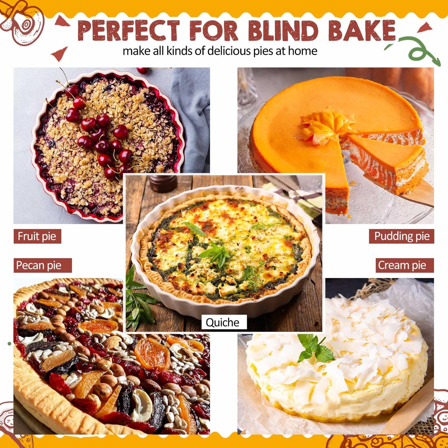 Patelai 1 Pcs Stainless Steel Pie Weight with 50 Pcs Disposable Parchment Paper for Baking Universal Fit for 7-10 Inch Pies Round Metal Chain Dishwasher Safe Durable for Blind Dough Kitchen Cooking