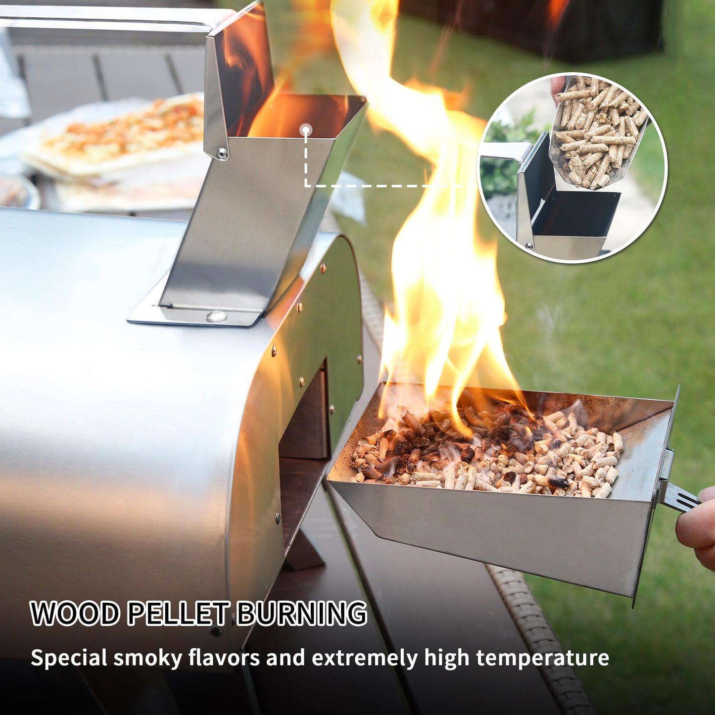 BIG HORN 12" Multi-Fuel Outdoor Pizza Oven Reach up to 1110℉– 3-in-1 Wood, Gas & Electric Compatible (Burners Sold Separately), Pellet Pizza Oven Portable Pizza Maker for Backyard, Camping&Tailgating
