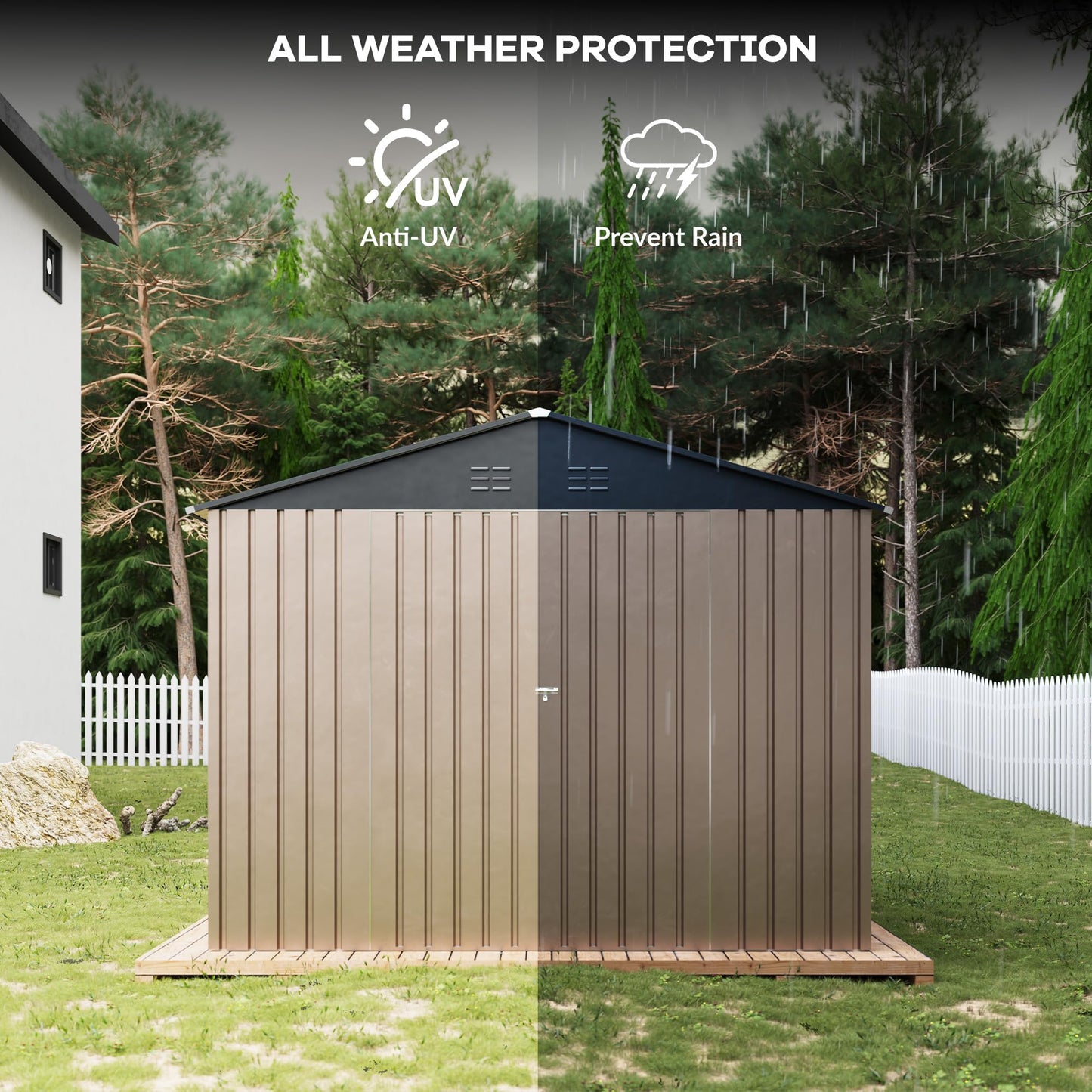 8 x 12 FT Outdoor Storage Shed, Metal Garden Shed with Updated Frame Structure, Tool Sheds for Backyard Garden Patio Lawn