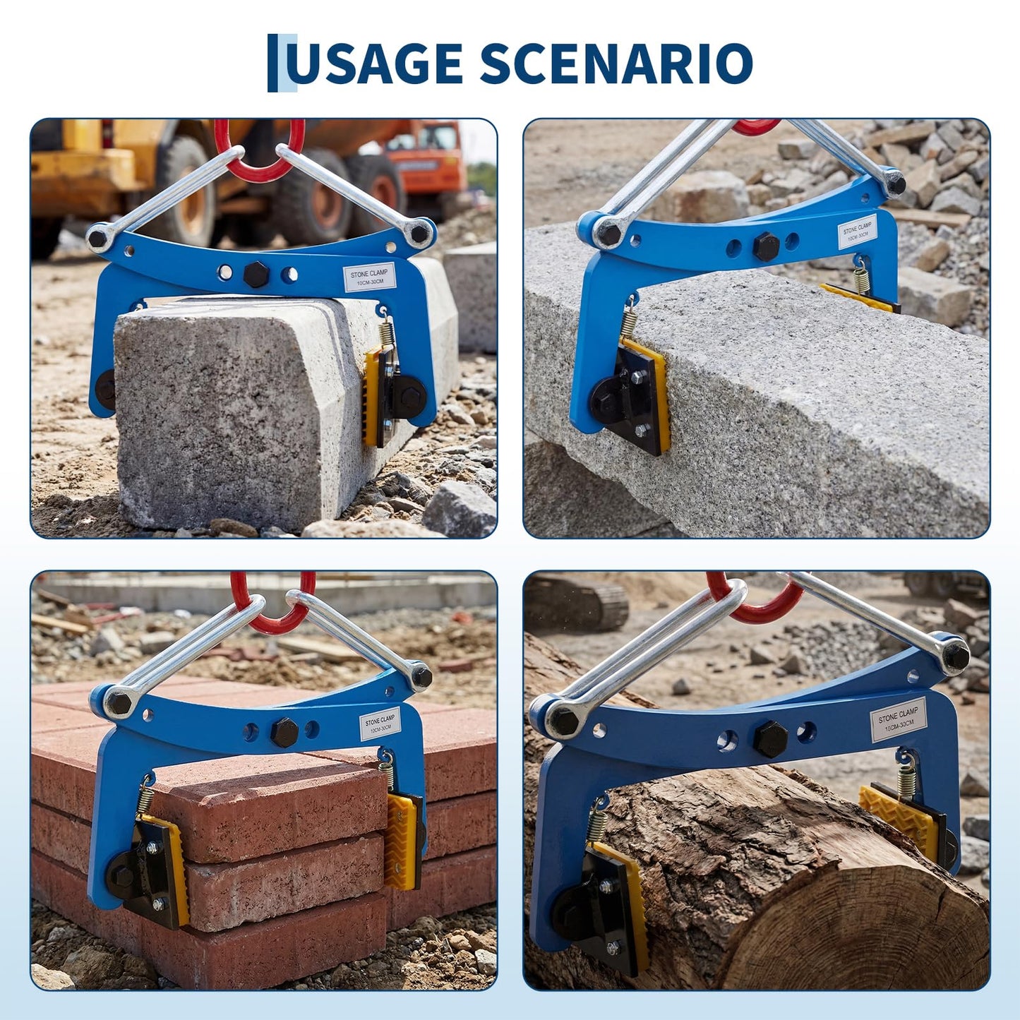 Stone Lifting Clamp 617LBS,Heavy Duty Granite Slab Lifter,8-30cm Adjustable Opening, Non-Slip Vertical Stone Clamp for Concrete Block Marble Slab Lifting Transportin