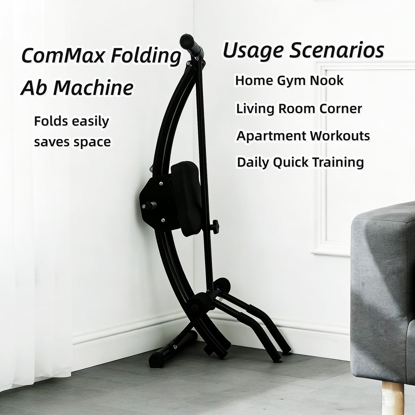 Adjustable Ab Machine - Foldable Home Gym Core Trainer for Abs, Waist, Thighs & Back | Sports Strength Equipment