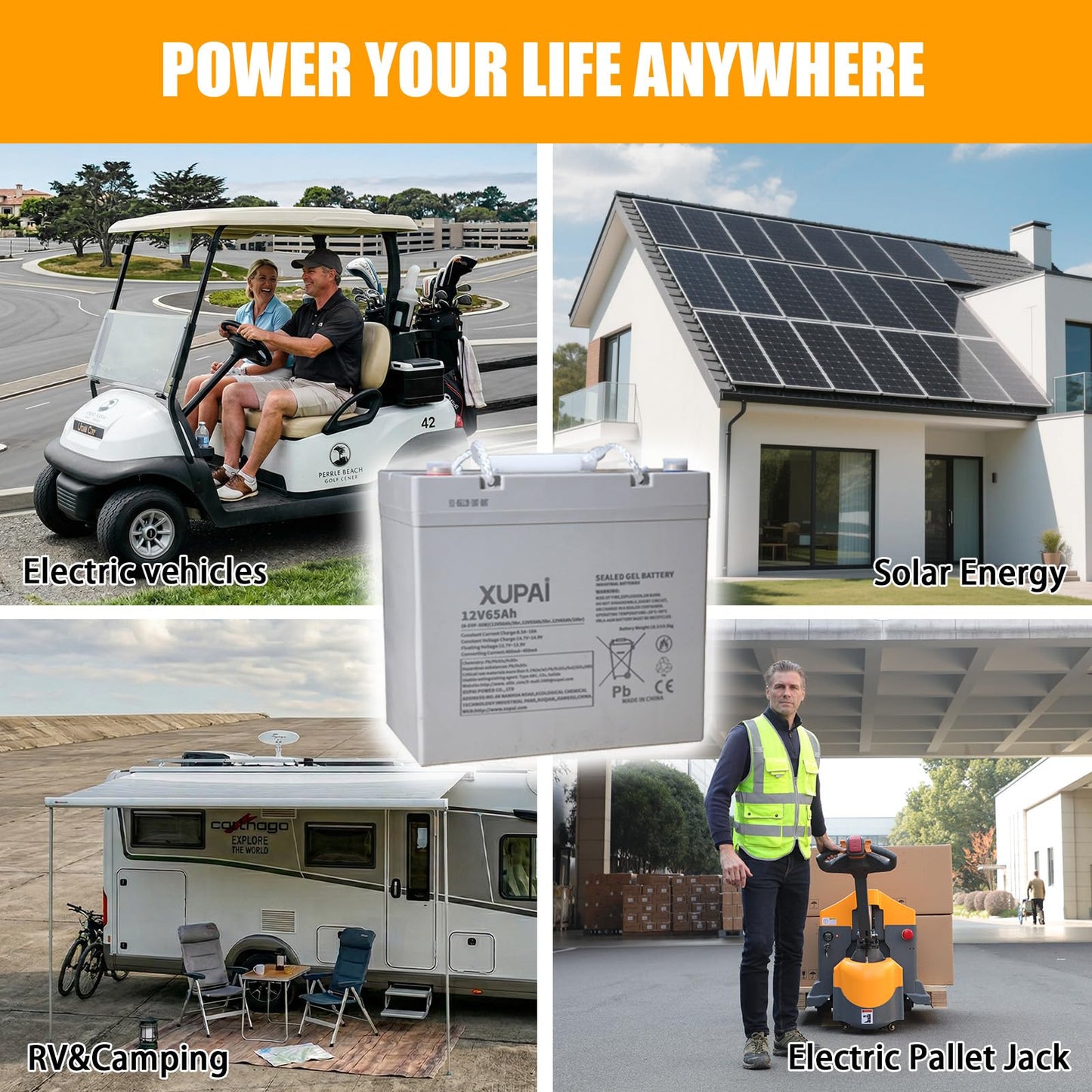 APOLLOLIFT 12V/65AH Lead-Acid Battery for Electric Pallet Jack Truck
