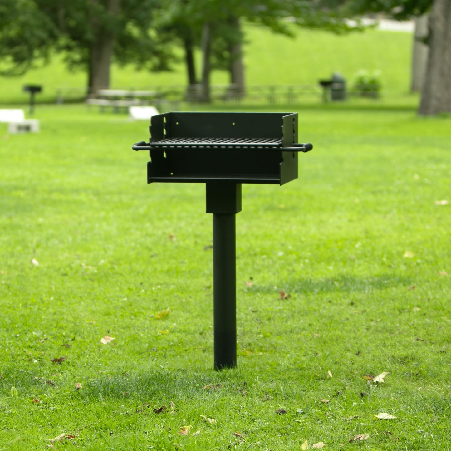 Commercial Grade Park Grill – Heavy-Duty Steel with 300 Sq Inch Cooking Grate, 360° Swivel Post, Made in the USA by Jamestown Advanced Products