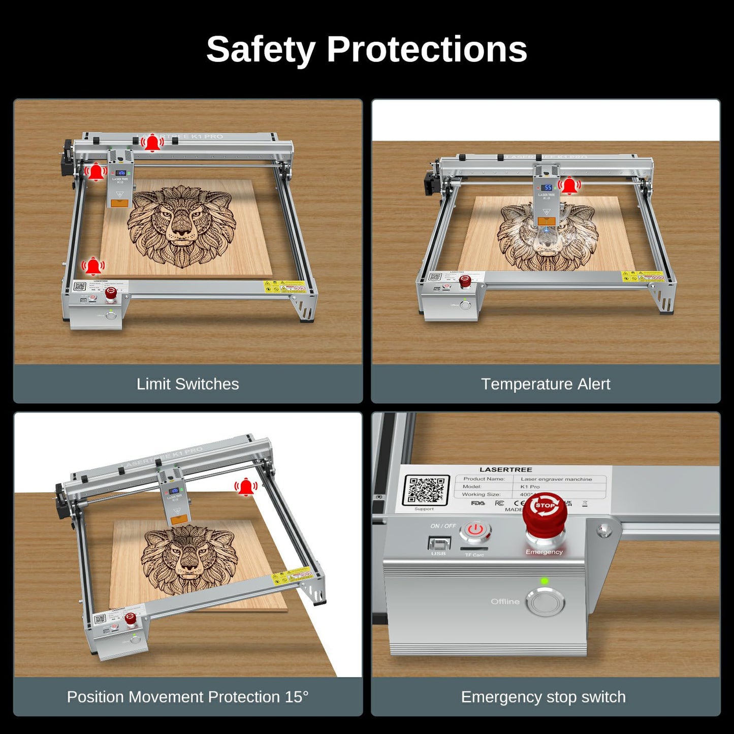 LASER TREE Laser Engraver, 40000mW(40W)Output Power Laser Engraver Machine, High Precision Laser Cutter and Engraver for Wood & Metal Paper Acrylic Glass Leather etc, Class 4 (Basic)
