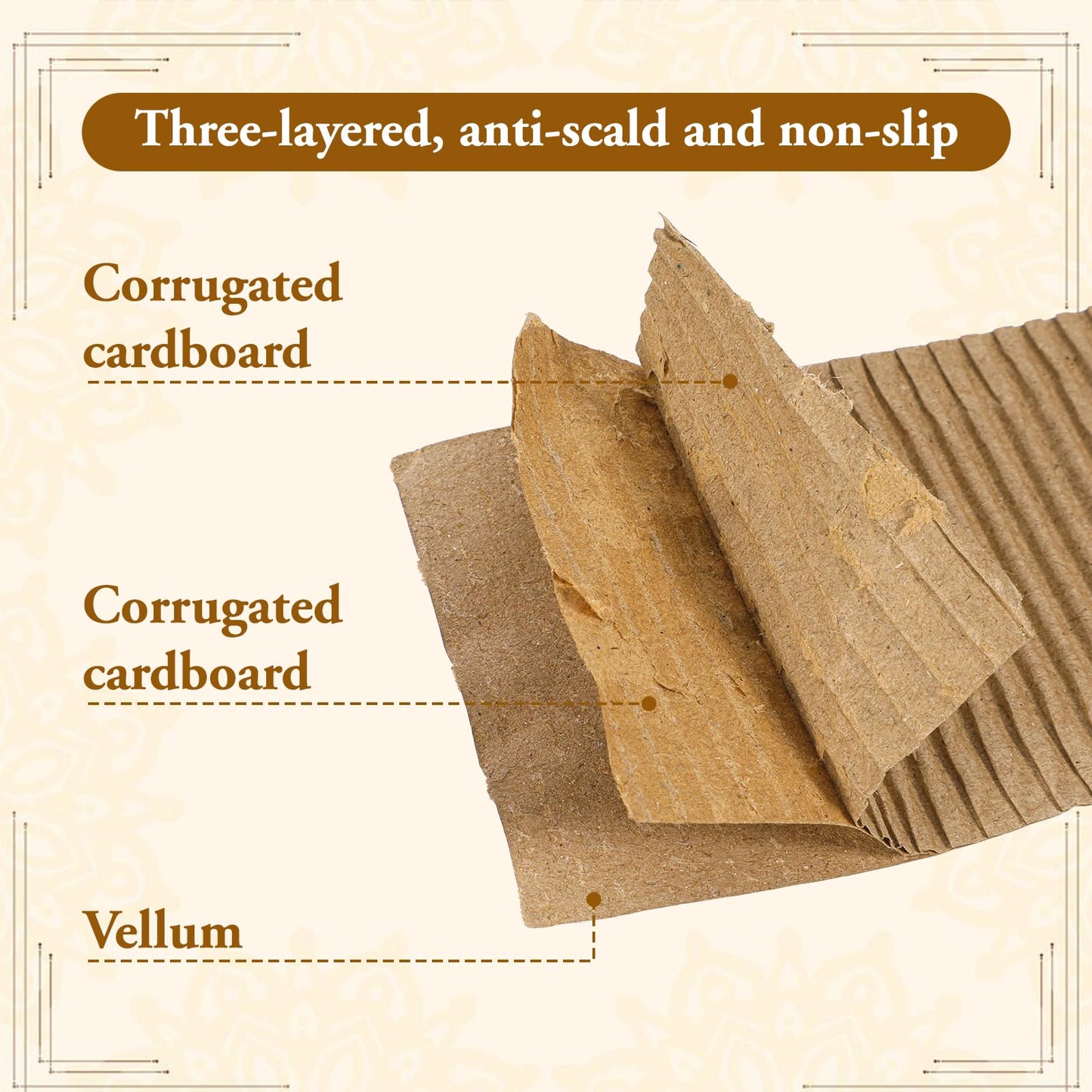 Bruislard 200 Packs Disposable Coffee Cup Sleeves for Hot or Cold Drinks, Coffee Holder Sleeves, Paper Corrugated Cups Jackets, KraftPaper Cup Sleeve Fit for 8oz 10oz 12oz 16oz 20oz Cups