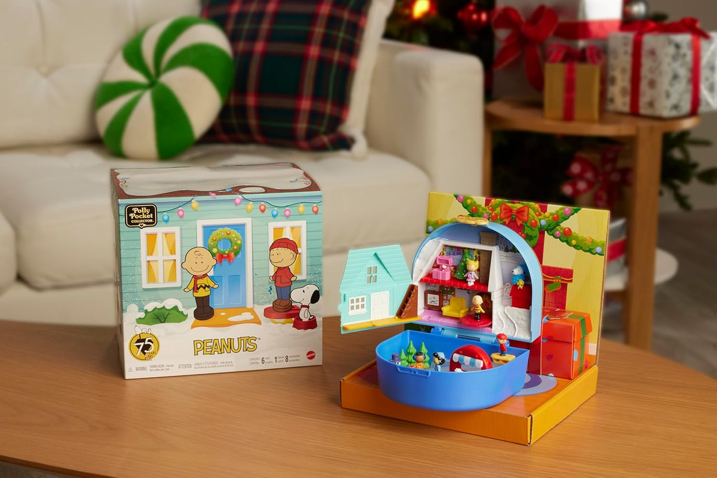 Polly Pocket | Peanuts Collector Compact Playset with 7 Themed Accessories & 4 Iconic Locations