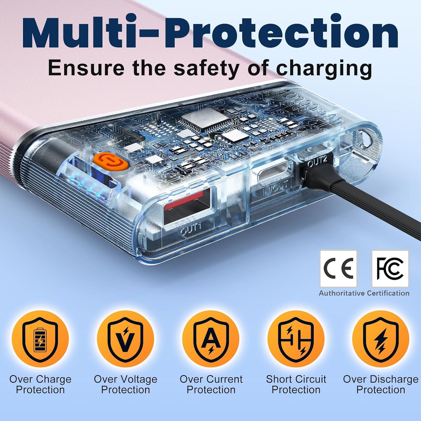 Aaoyun 10000mAh 22.5W Pack 17/16/15 S24 Portable Charger Power Bank, PD Fast Charging Powerbank with Built-in USB C
