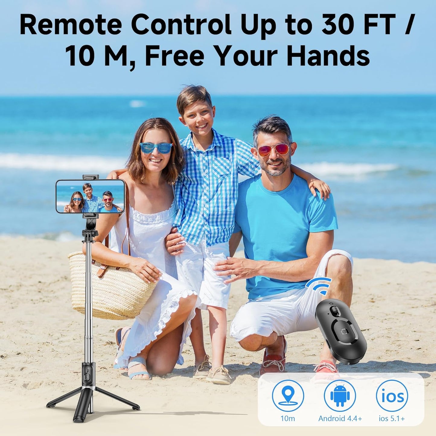 SelfieShow Selfie Stick Tripod Remote, Wireless Remote Shutter for Smartphones Monopod Accessories Compatible with iOS
